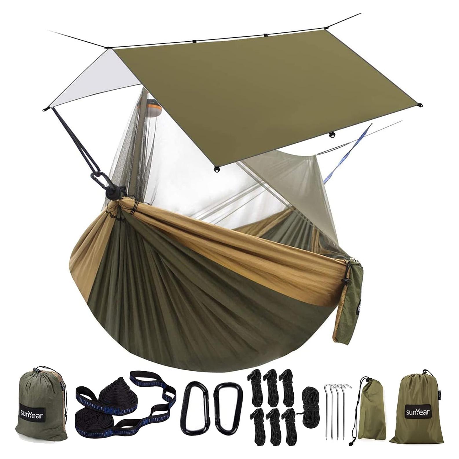 Hamaca Sunyear Doble para Camping con Toldo Impermeable y Red