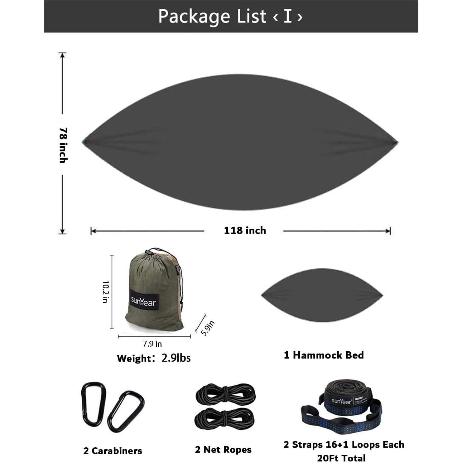 Hamaca Sunyear Doble para Camping con Toldo Impermeable y Red