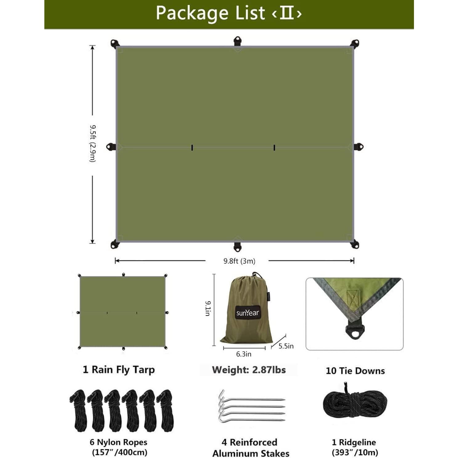 Hamaca Sunyear Doble para Camping con Toldo Impermeable y Red