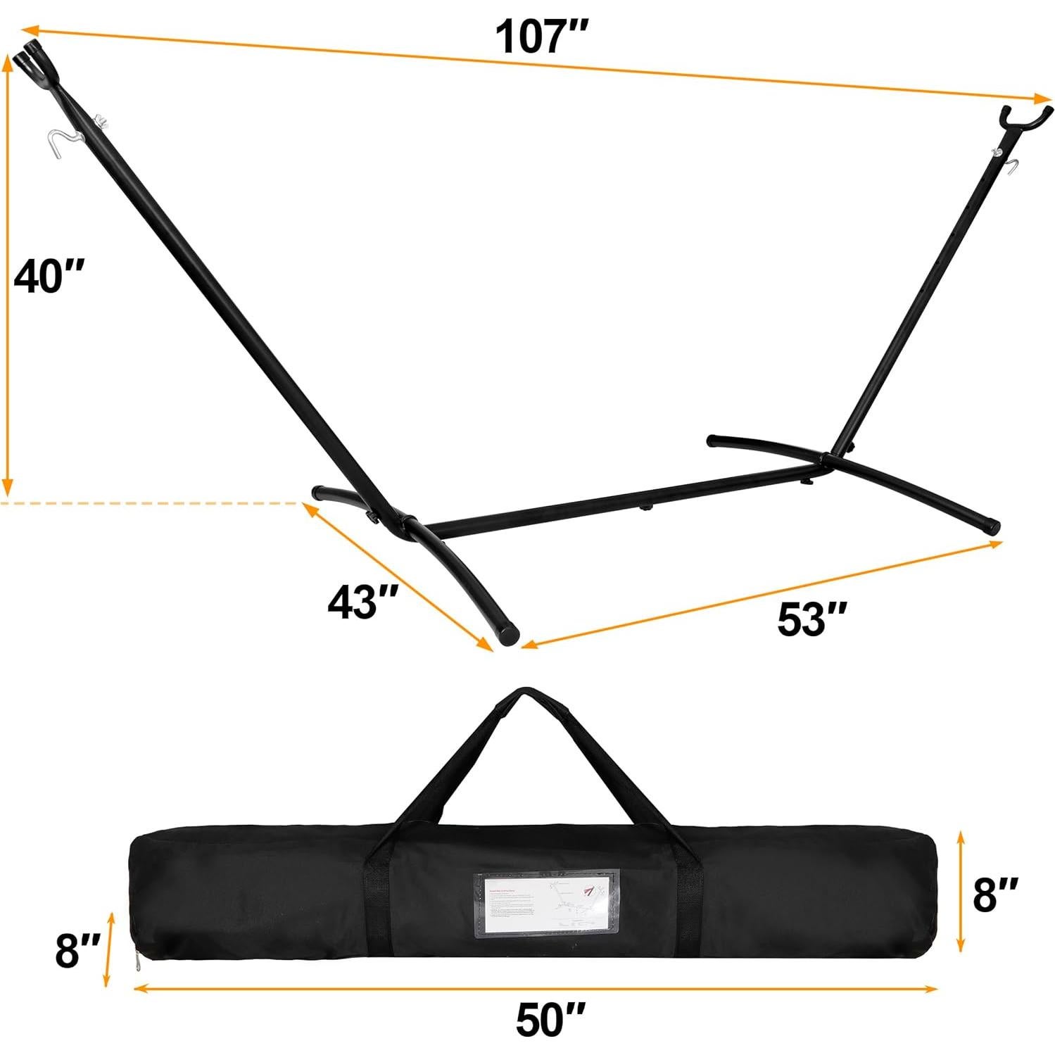 SUPER DEAL Portable 2 Person Hammock with 9FT Hammock Stand, 620 LBS Capacity Adjustable Hammock Bed with Space Saving Carrying Case Included for Camping Garden Backyard Patio Indoor Outdoor