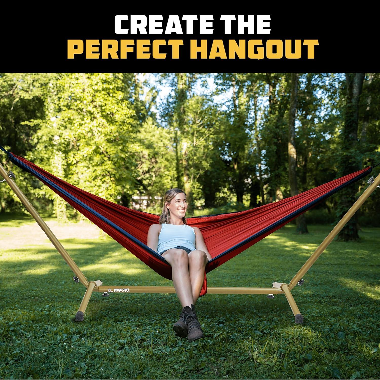 Wise Owl Outfitters Portable Hammock Stand, 106x42, 440lb Capacity - Sports & Outdoors
