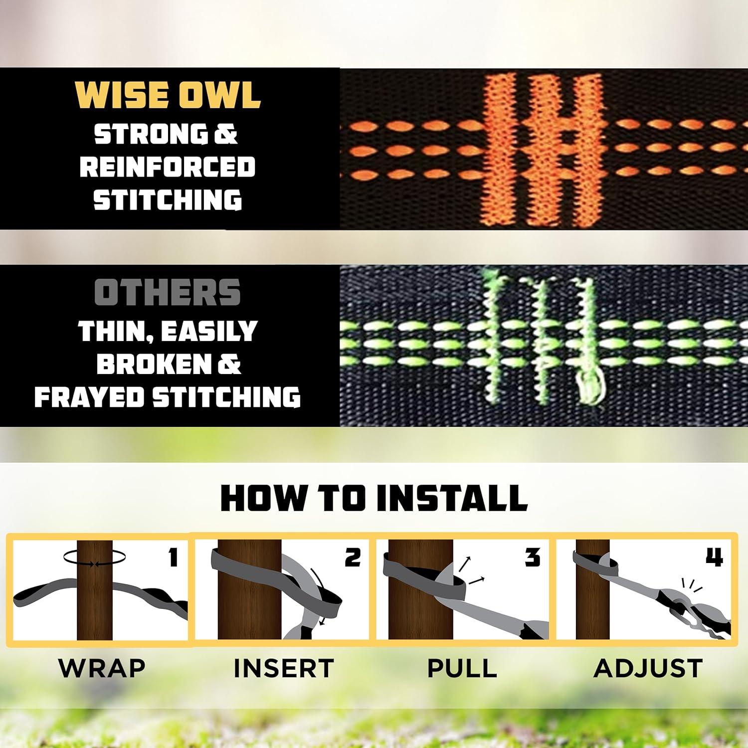 Cuerdas para Hamacas Wise Owl Outfitters 3m Naranjas - Kit Completo