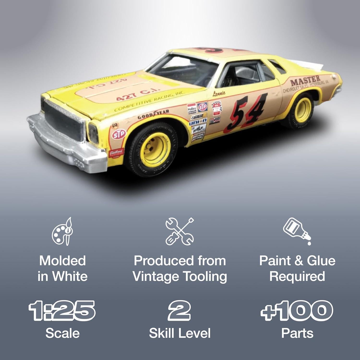 Kit de Modelo AMT 1974 Chevy Malibu 1:25 Detalles Vintage