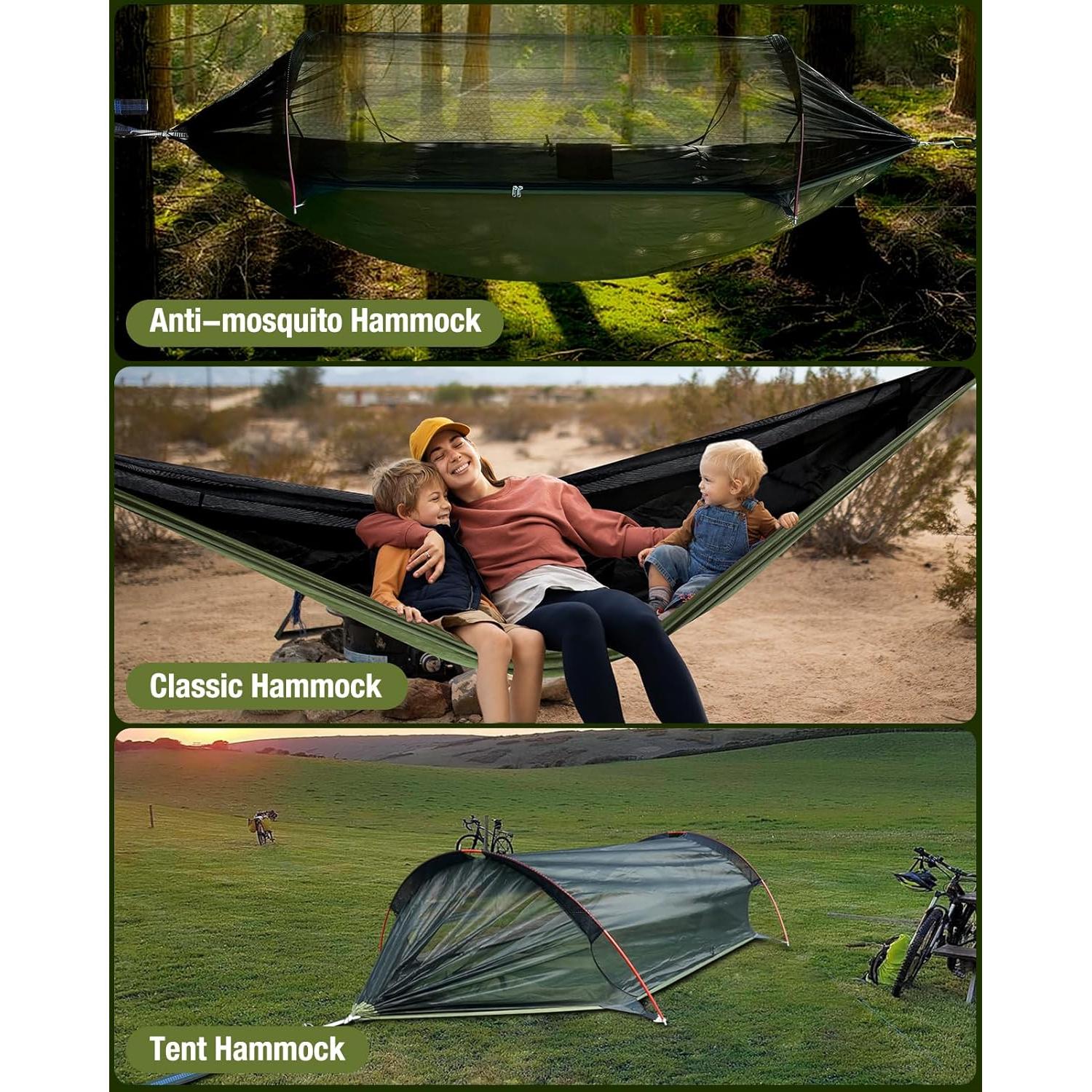 COVACURE Camping Hammock - Lightweight Double Hammock, Hammock Tent, Portable Hammocks for Indoor, Outdoor, Hiking, Camping, Backpacking, Travel, Backyard, Beach
