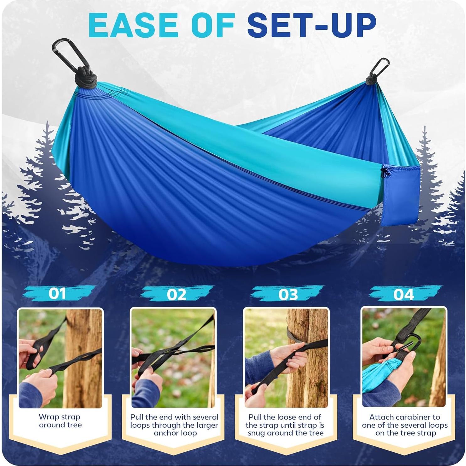 Hamaca de Camping PUPTILY Azul 2 Personas 269x140 cm