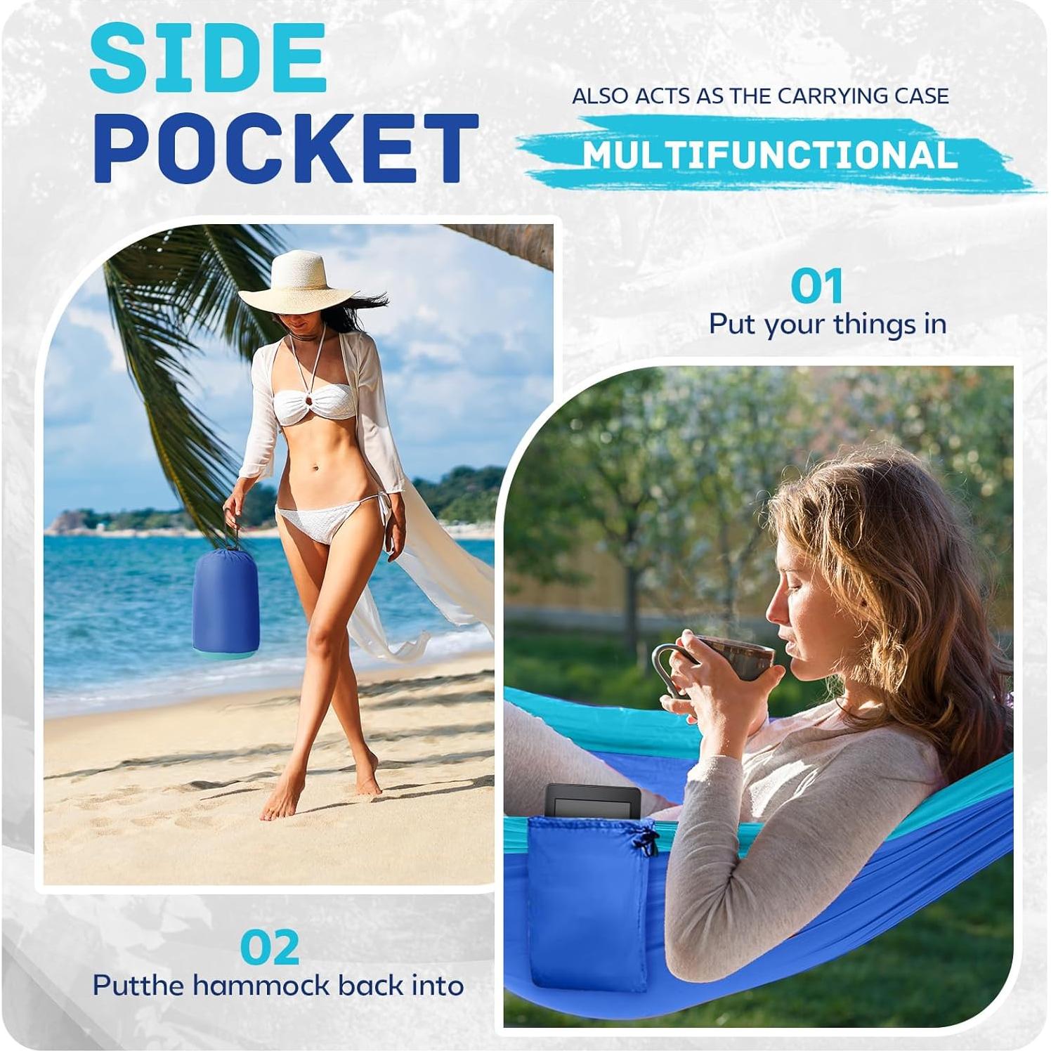 Hamaca de Camping PUPTILY Azul 2 Personas 269x140 cm