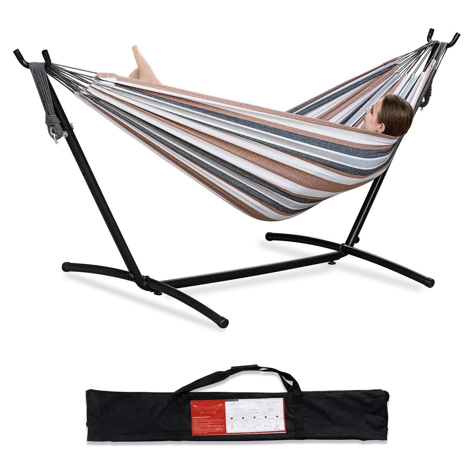 Hamaca Doble PNAEUT con Soporte de Acero 204kg Café