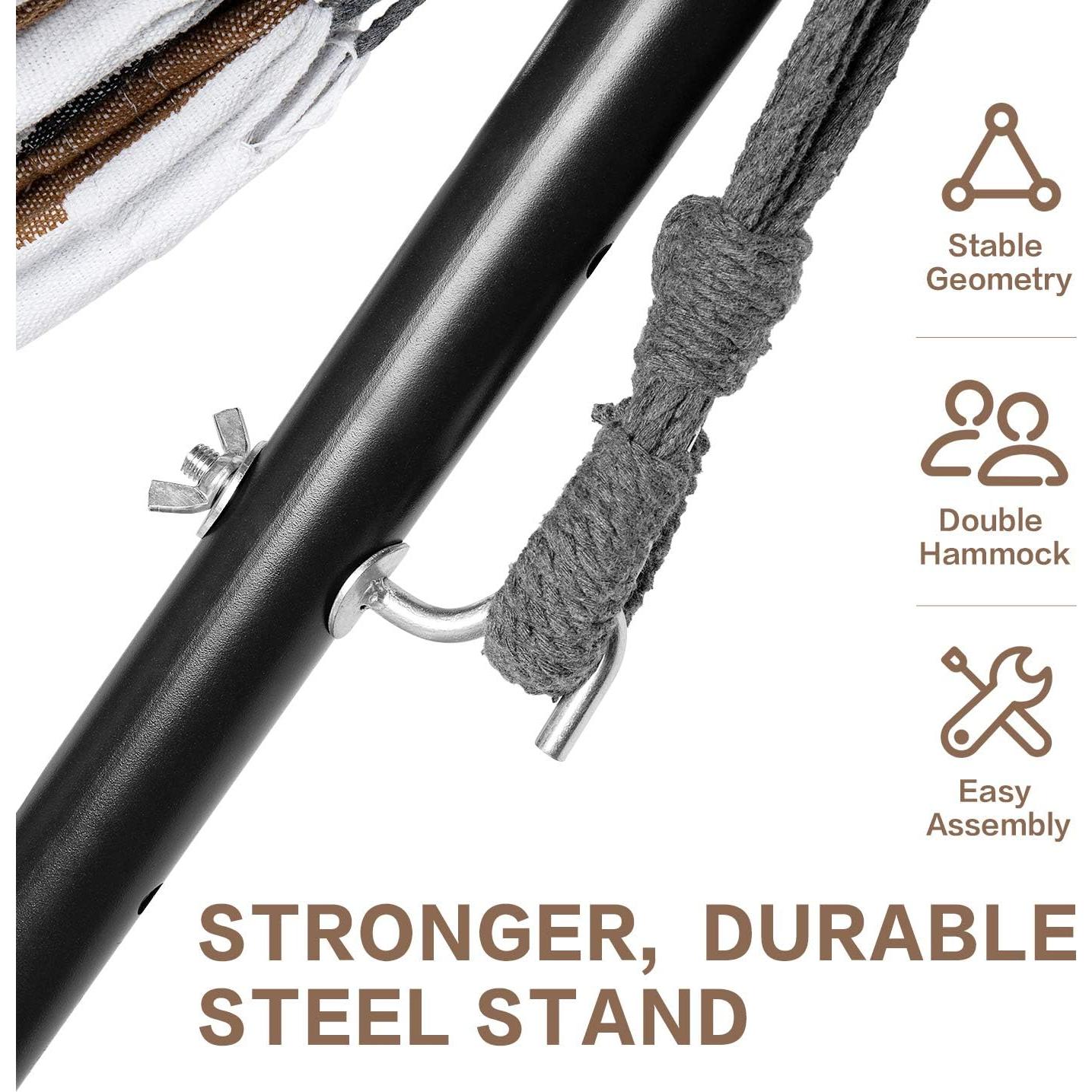 Hamaca Doble PNAEUT con Soporte de Acero 204kg Café