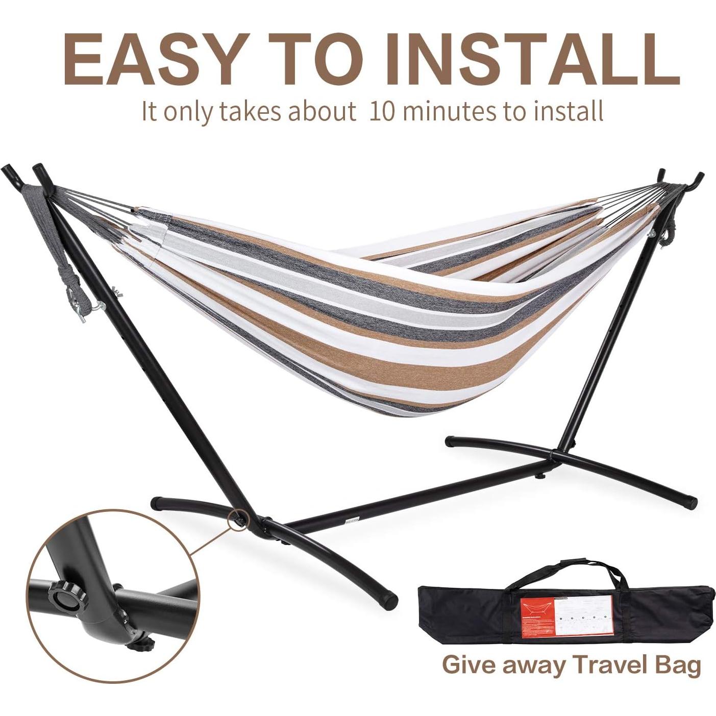 Hamaca Doble PNAEUT con Soporte de Acero 204kg Café