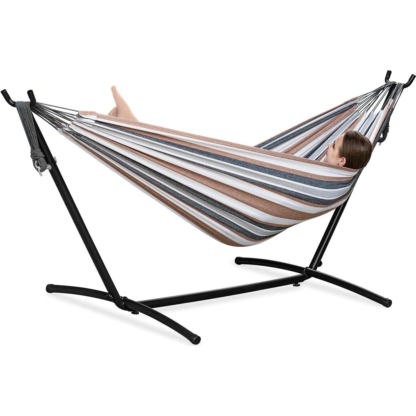 Hamaca Doble PNAEUT con Soporte de Acero 204kg Café