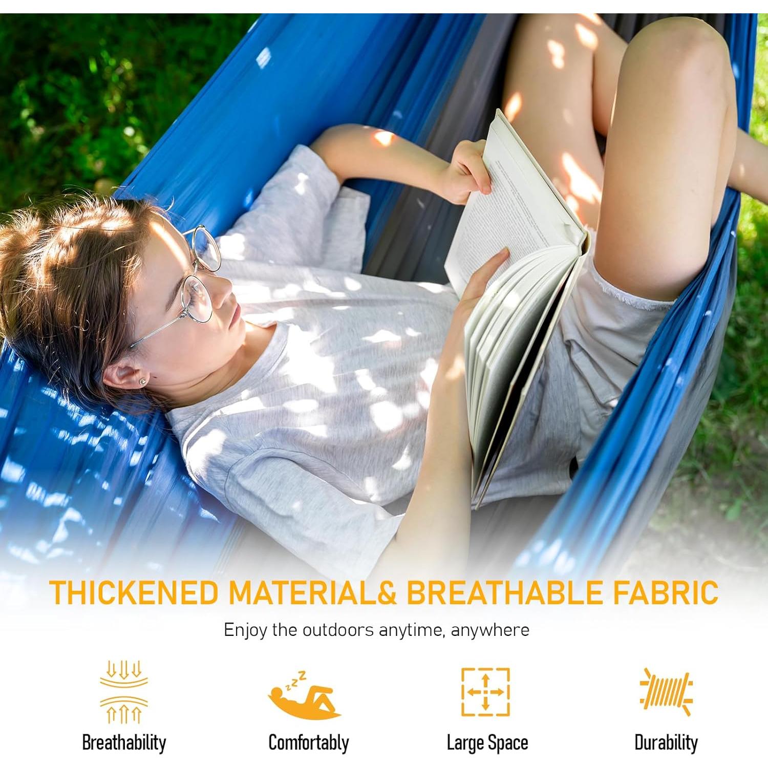 Camping Hammock Lightweight, Portable Hammocks with Tree Straps, Travel Swing Nylon Camp Hammocks for Adult Kids, Outdoor Essentials for Hiking Beach Backpacking