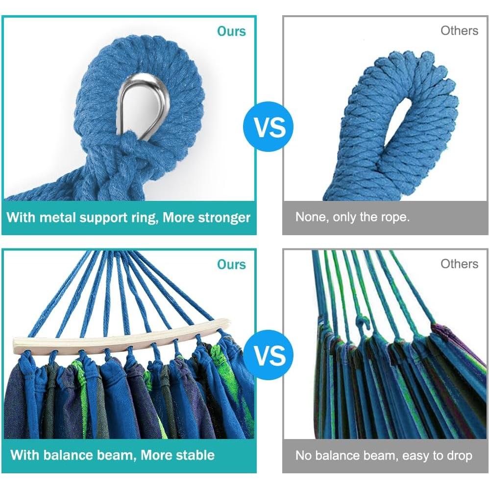 Hamaca de Camping MOSFiATA 250kg Tela Lona Antivuelco Azul Verde