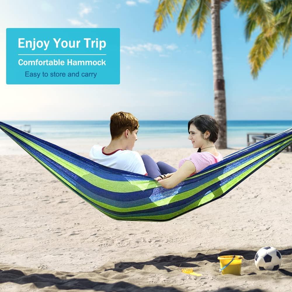 Hamaca de Camping MOSFiATA 250kg Tela Lona Antivuelco Azul Verde