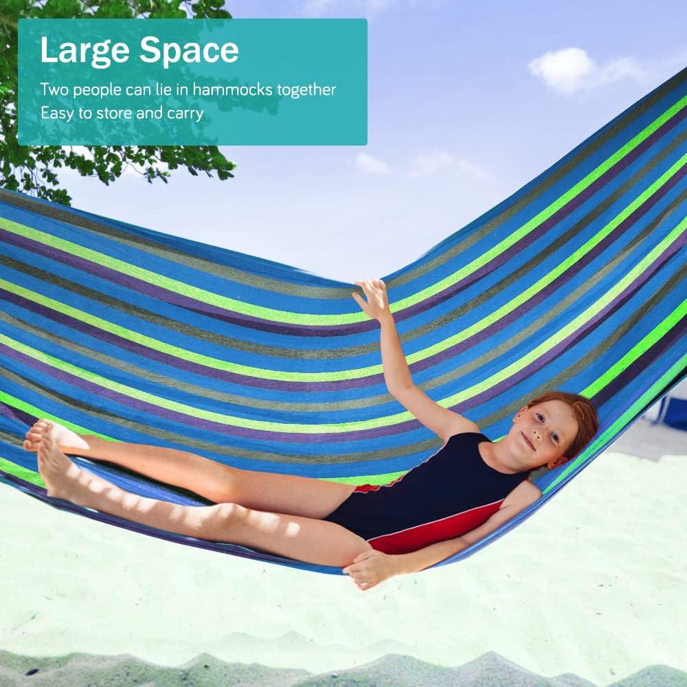 Hamaca de Camping MOSFiATA 250kg Tela Lona Antivuelco Azul Verde