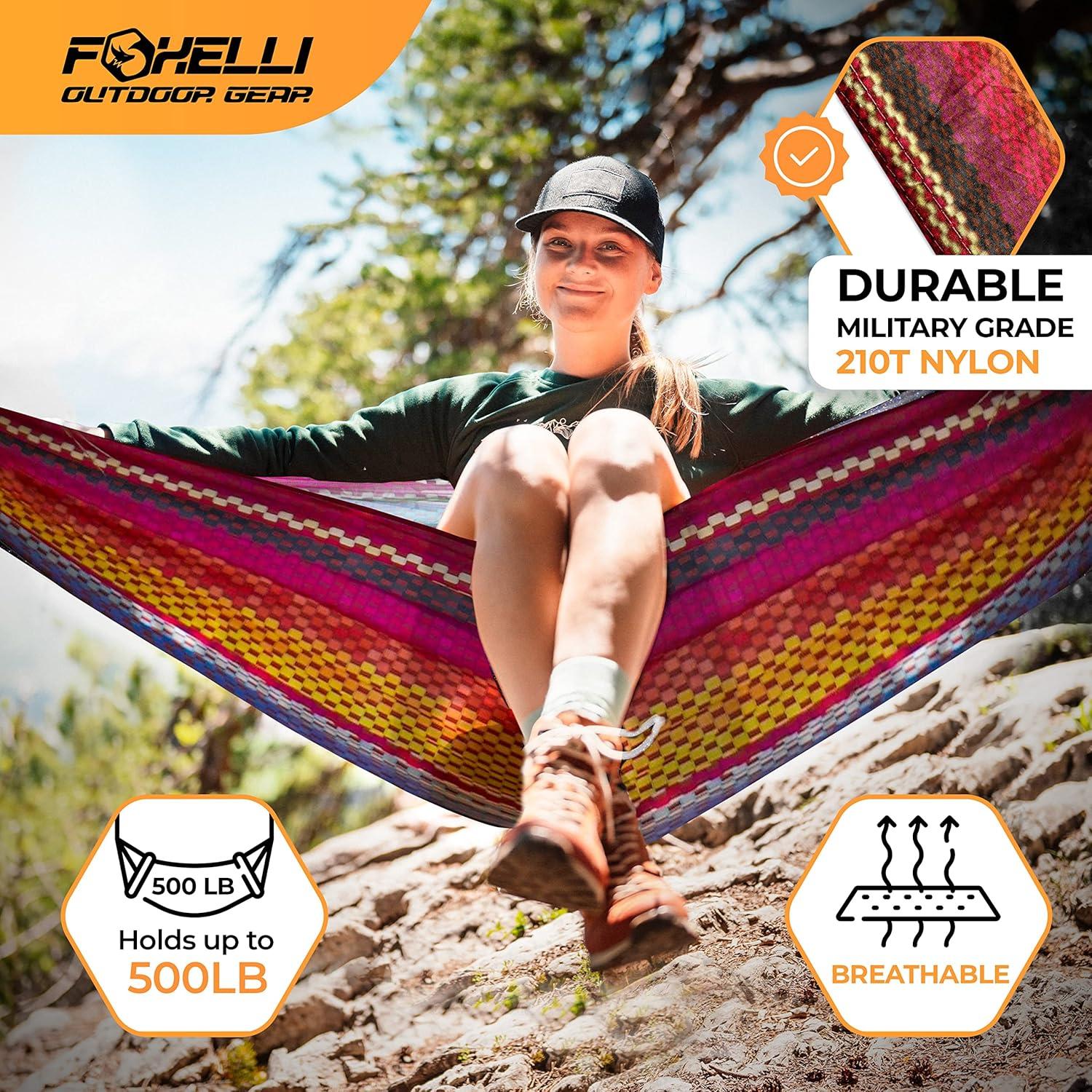 Hamaca de Camping Foxelli Doble 2.7m x 1.4m 181kg Nylon