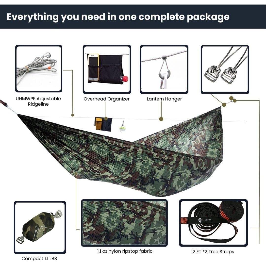 Hamaca Camping Onewind 3.35m Ultraligera Nylon Ripstop Camo