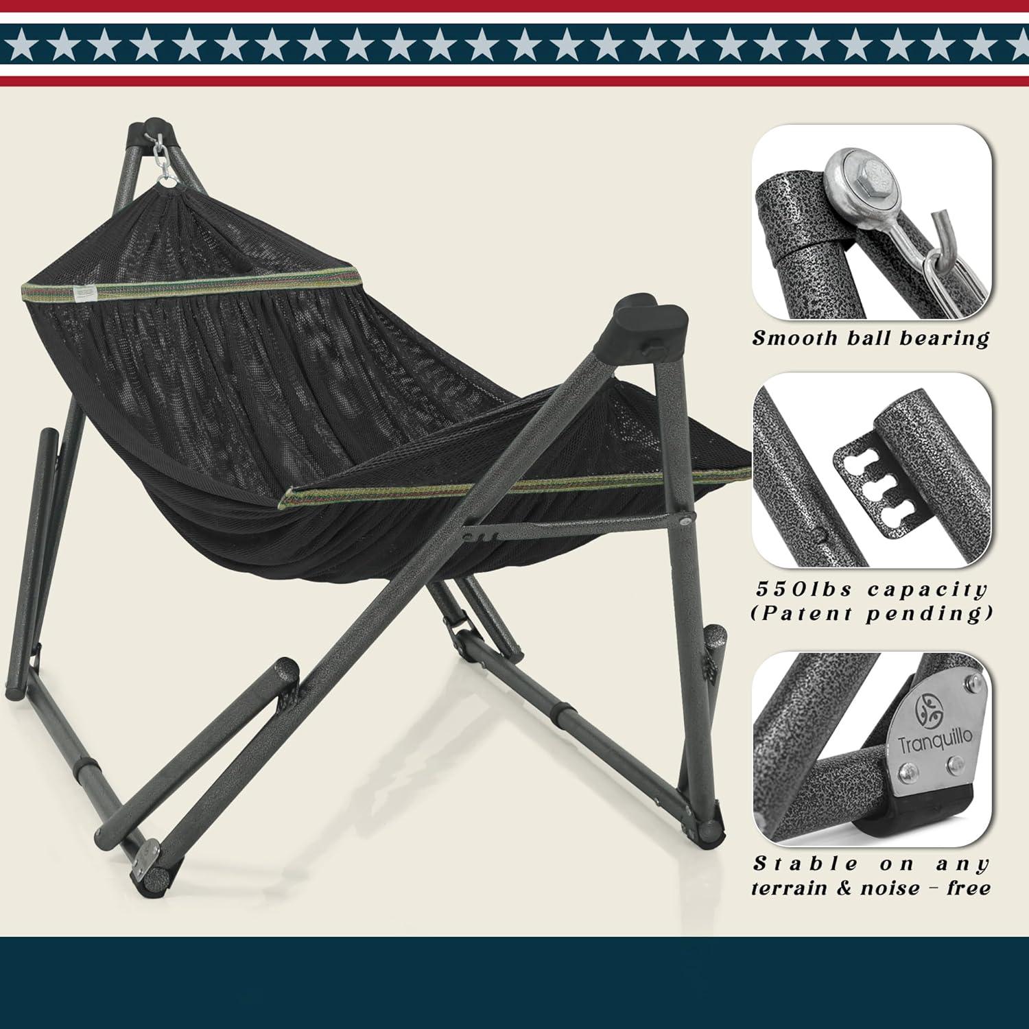 Soporte de Hamaca Tranquillo Uniki Plegable 250 kg Negro