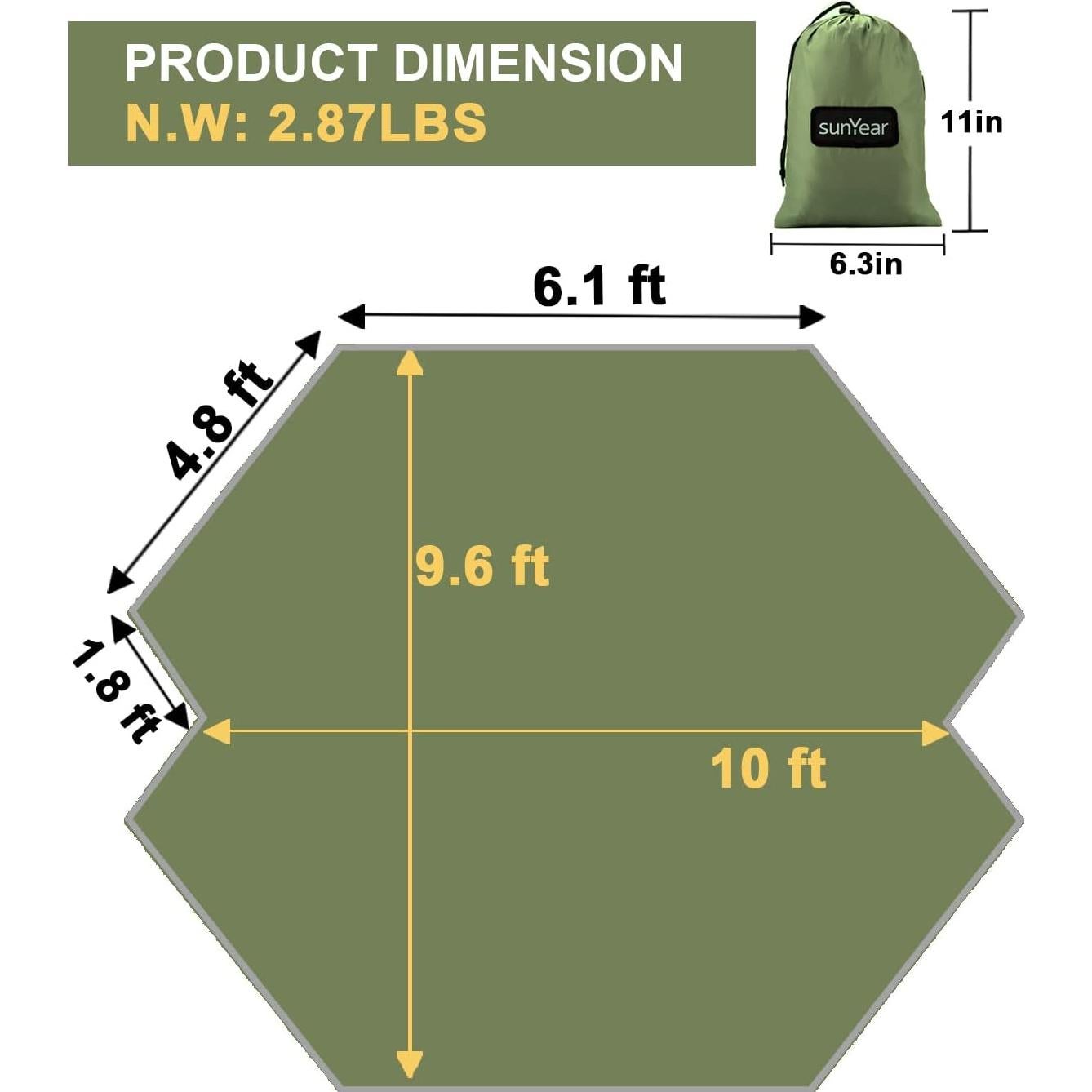 Lona de Lluvia Sunyear para Hamaca 3.05x2.93m Impermeable