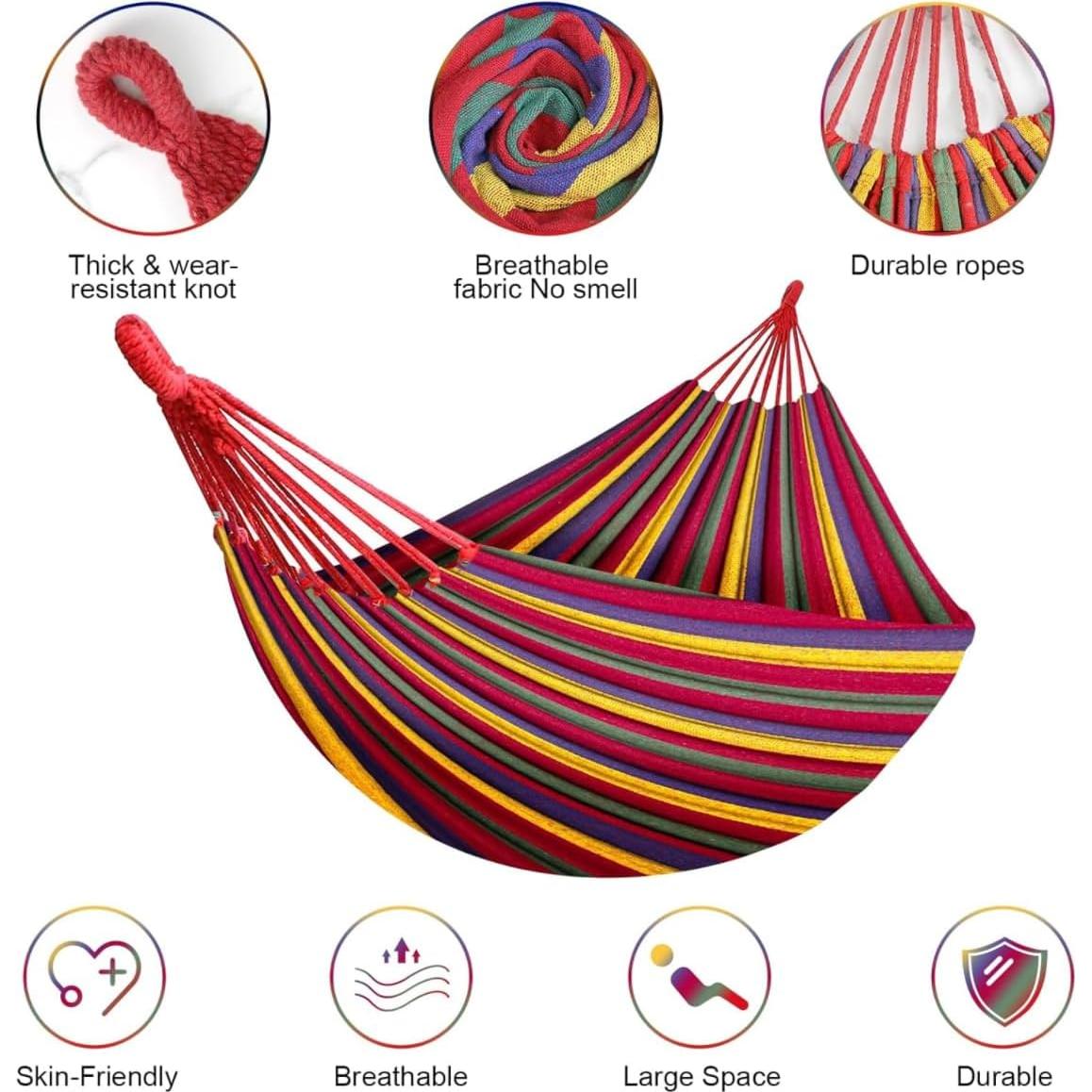 Hamaca Doble de Algodón 279.4x149.9 cm 550 LBS Soporte