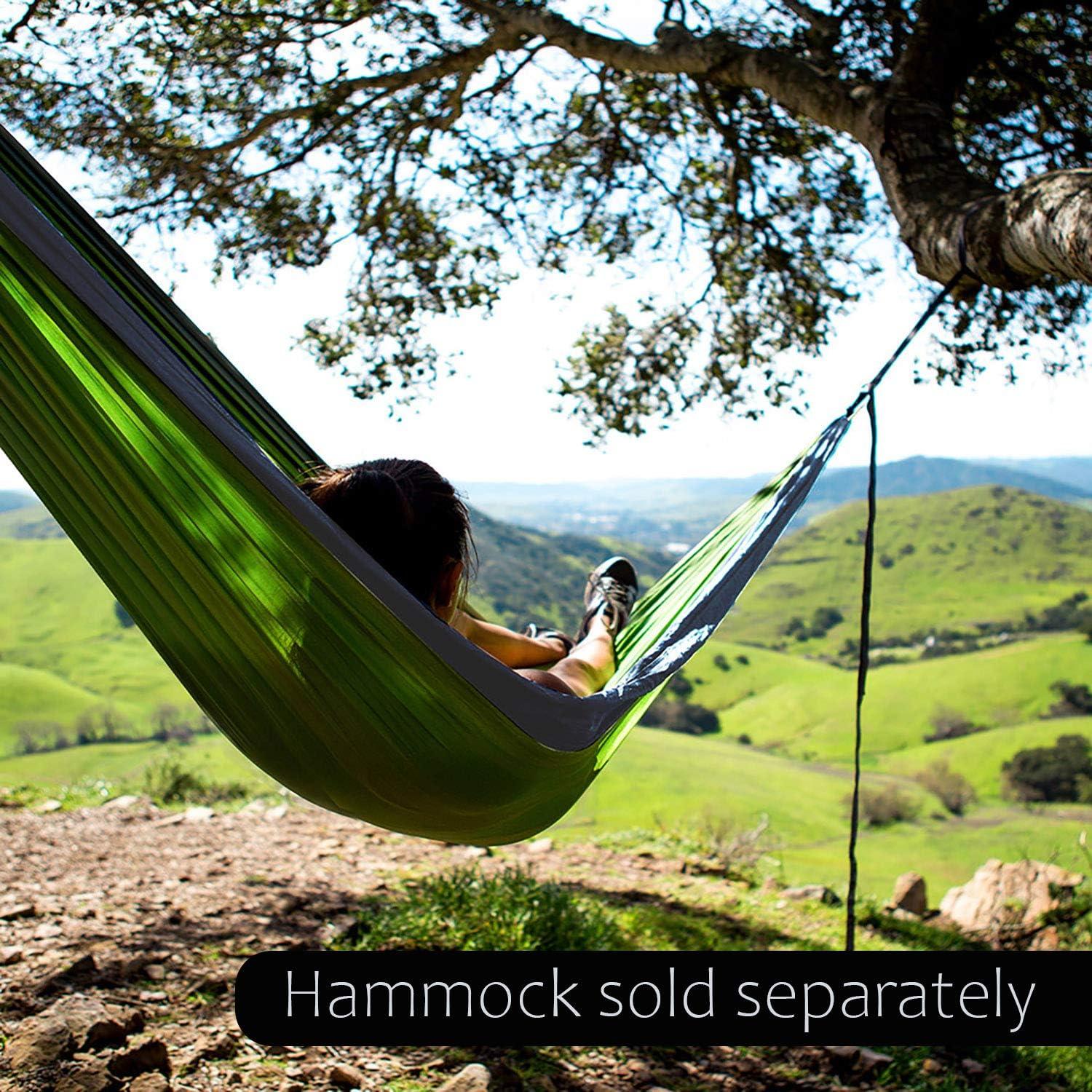 Hammock Straps and 2 Carabiners, 30+2 Loops, 1200lbs Breaking Strength (500lbs Rated) | 100% Non-Stretch, Lightweight, Portable Camping - Quick, Easy Setup | Heavy Duty + Tree Friendly