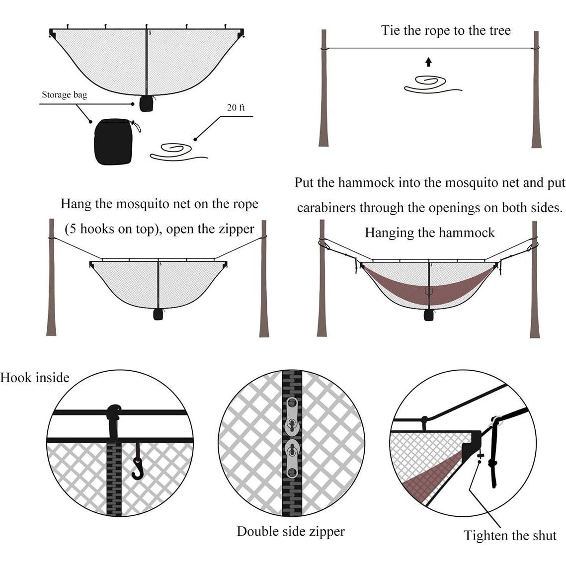 Red de Mosquito para Hamaca Wecamture XL 3.35m x 1.40m