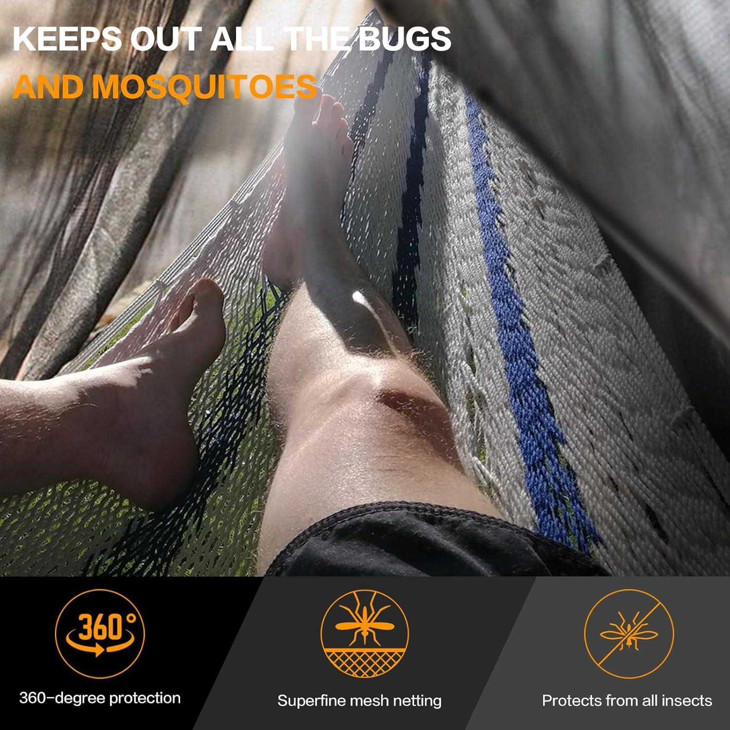 11ft X 4.5ft Hammock Bug Net, Mosquito Net for Hammocks, Mesh Hammock Netting Fits All Camping Hammocks (Black)