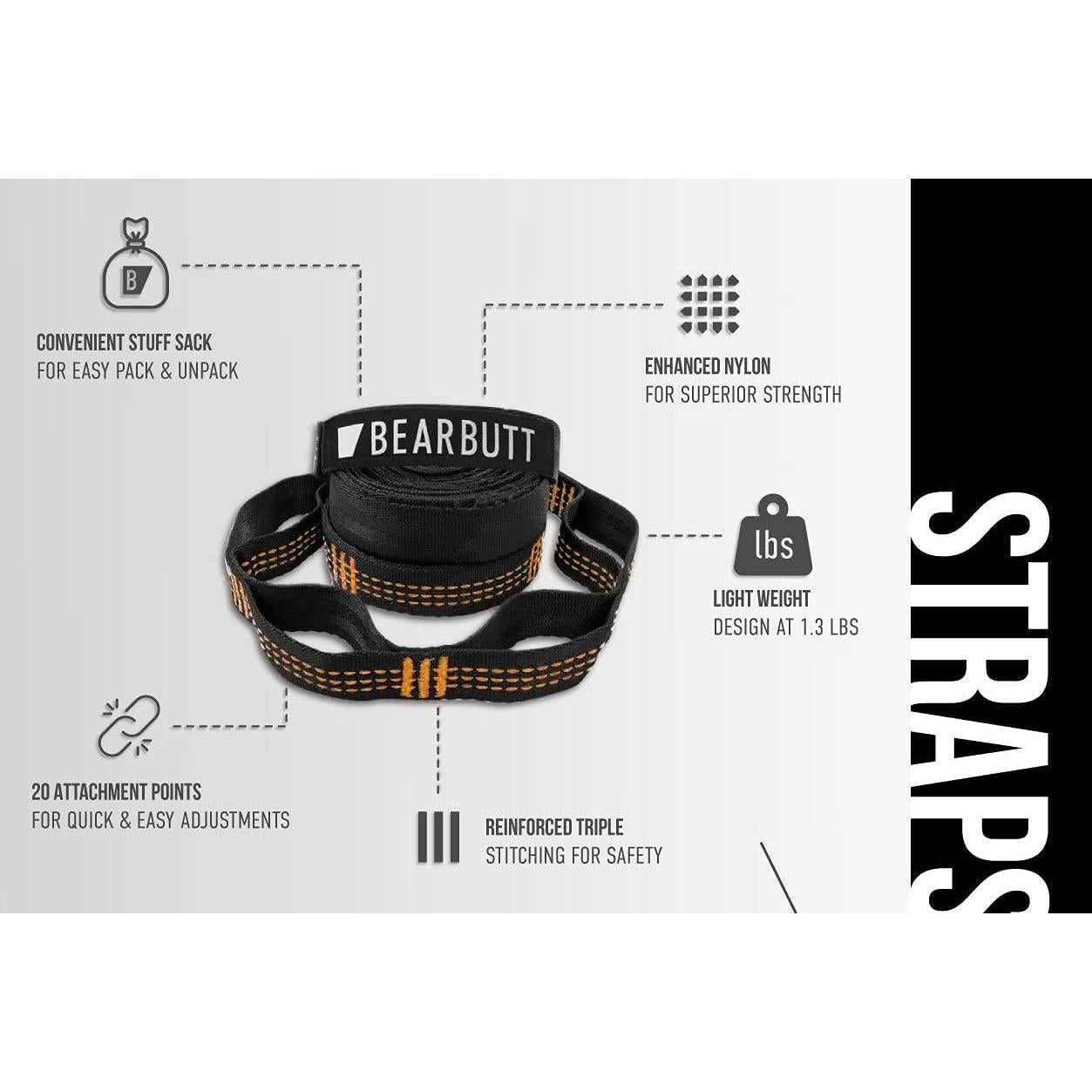 Correas de Hamaca Bear Butt Kodiak 6.1m 1000lbs Naranja