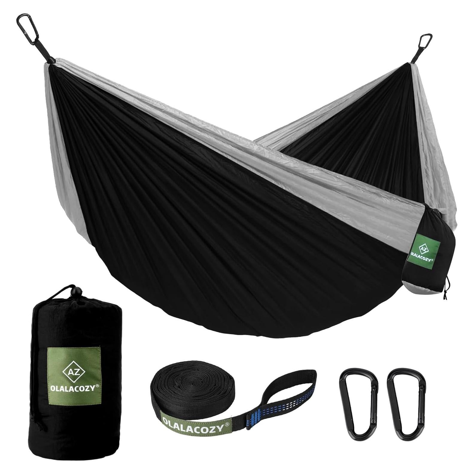 Hamaca de Camping OLALACOZY Doble y Simple 3.15m Negra y Gris