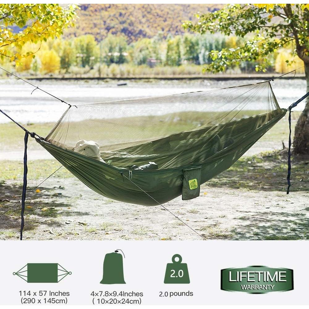 Hamaca de Camping MIZTLI con Red y Cubierta de Lluvia 3.05m