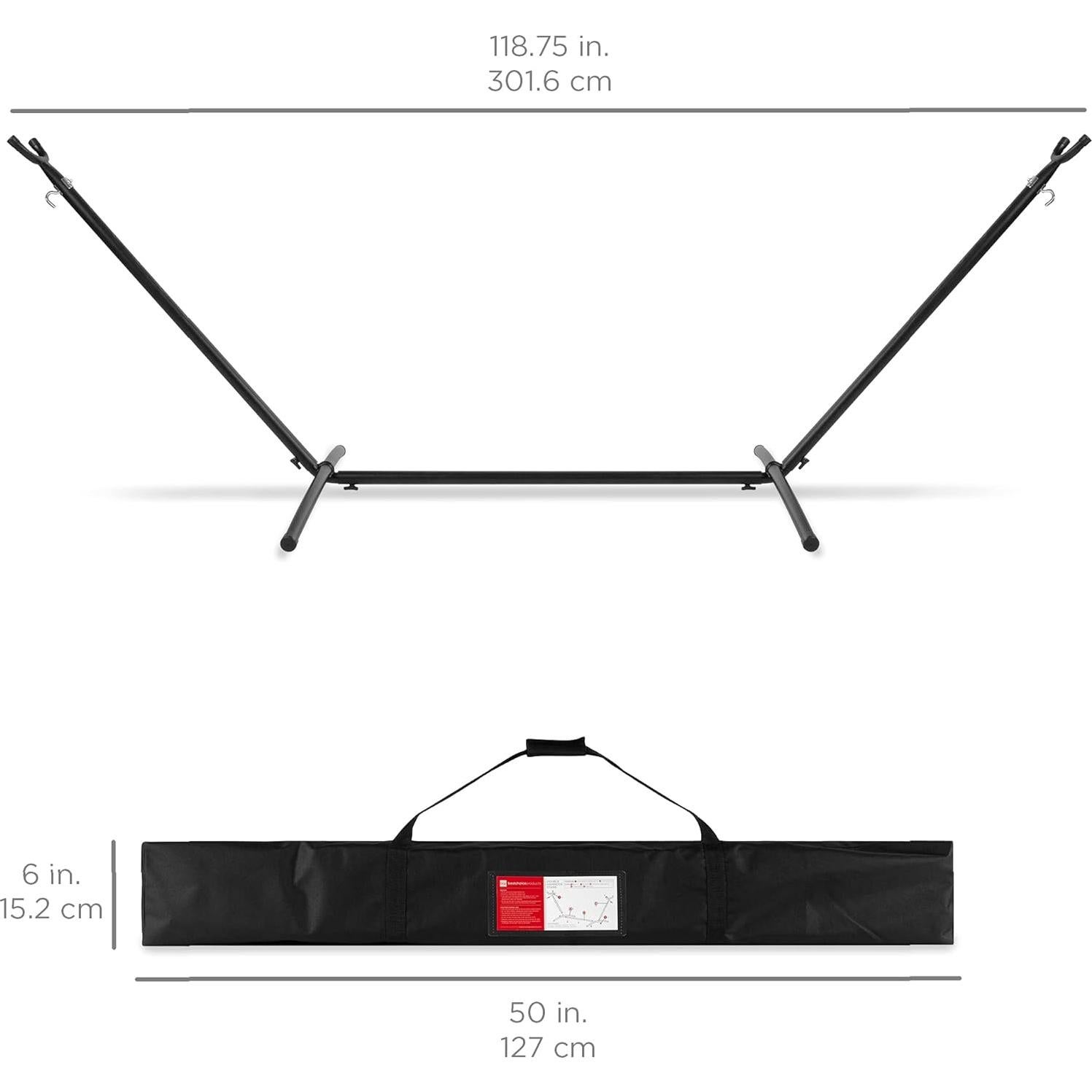 Best Choice Products Double Hammock with Steel Stand, Indoor Outdoor Brazilian-Style Cotton Bed w/Carrying Bag, 2-Person Capacity - Ocean