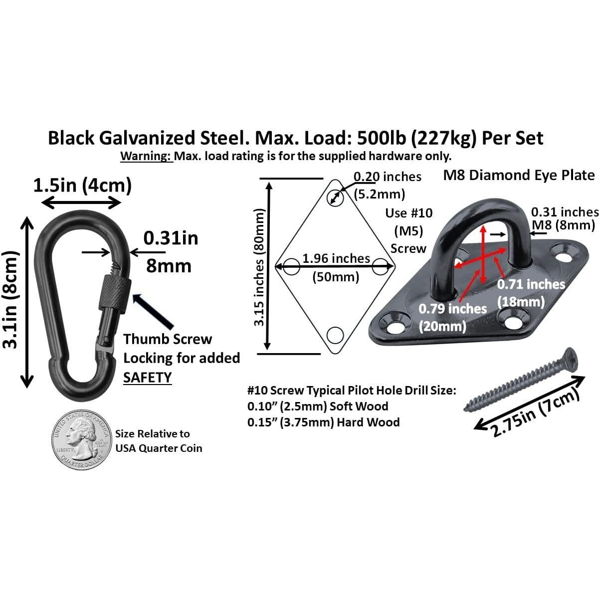 Kit de Hamacas de Alta Resistencia Branded Boards Negro 1000lb