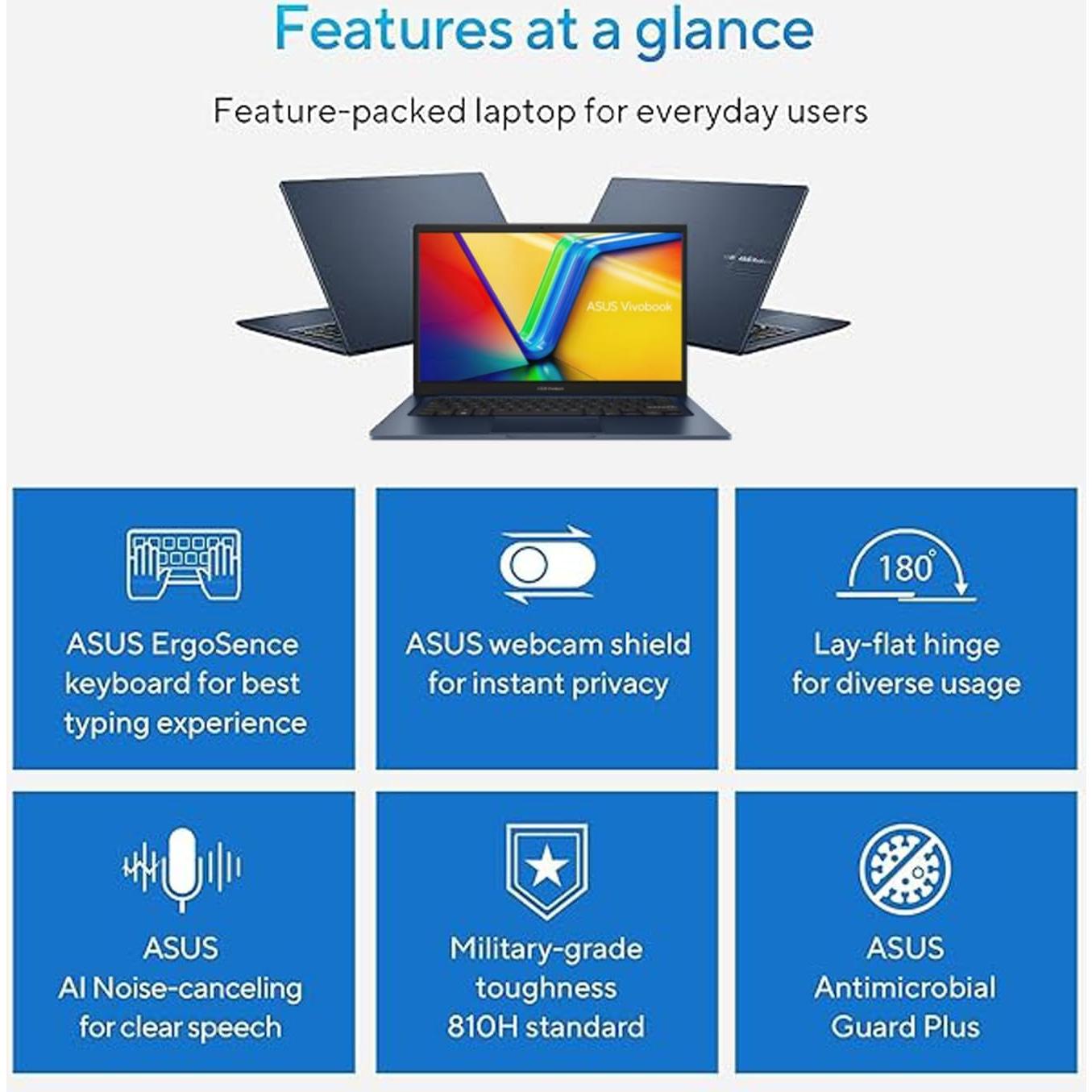 Laptop ASUS Vivobook 14" FHD, i3-1215U, 16GB RAM, 512GB SSD