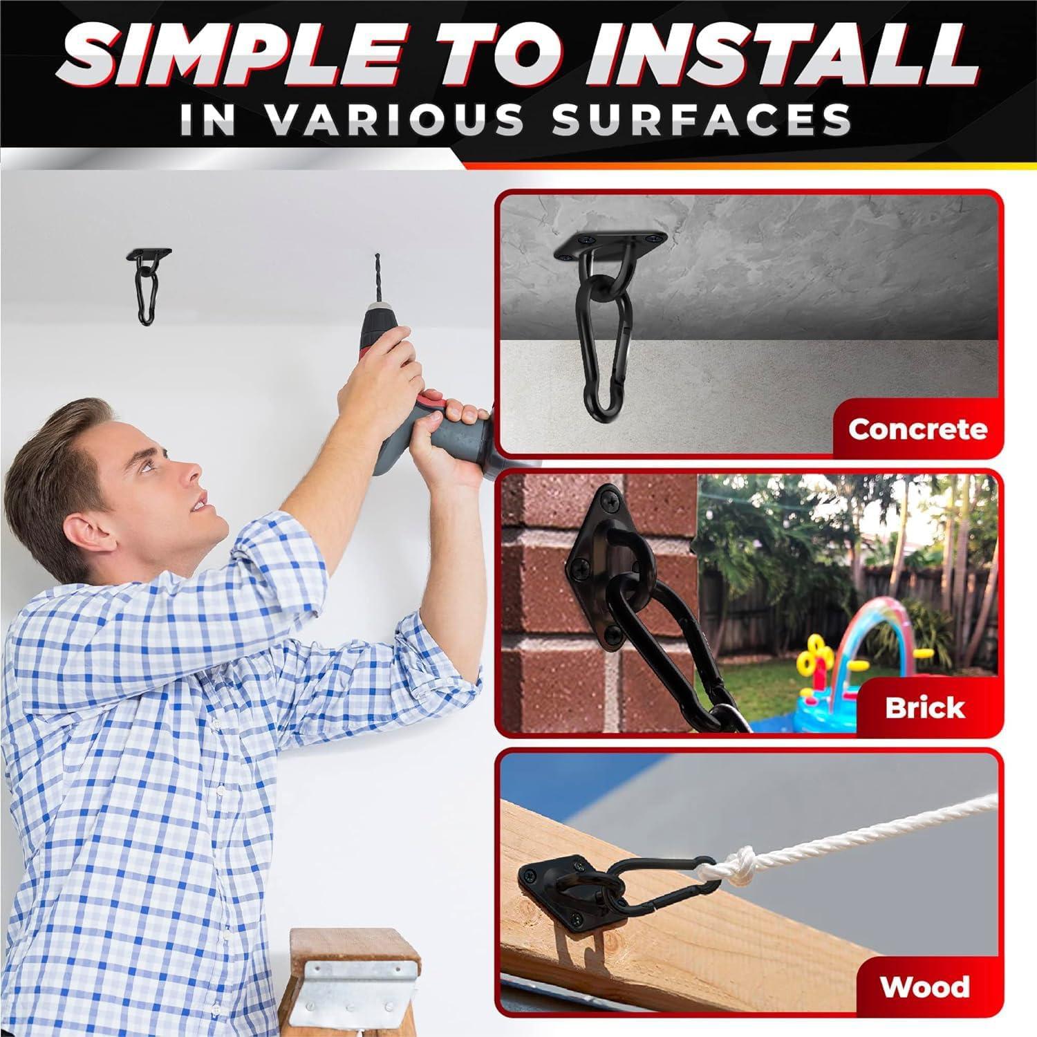 Kit de Colgar Hamacas PAMAZY 770 kg Acero Inoxidable 2 Ganchos