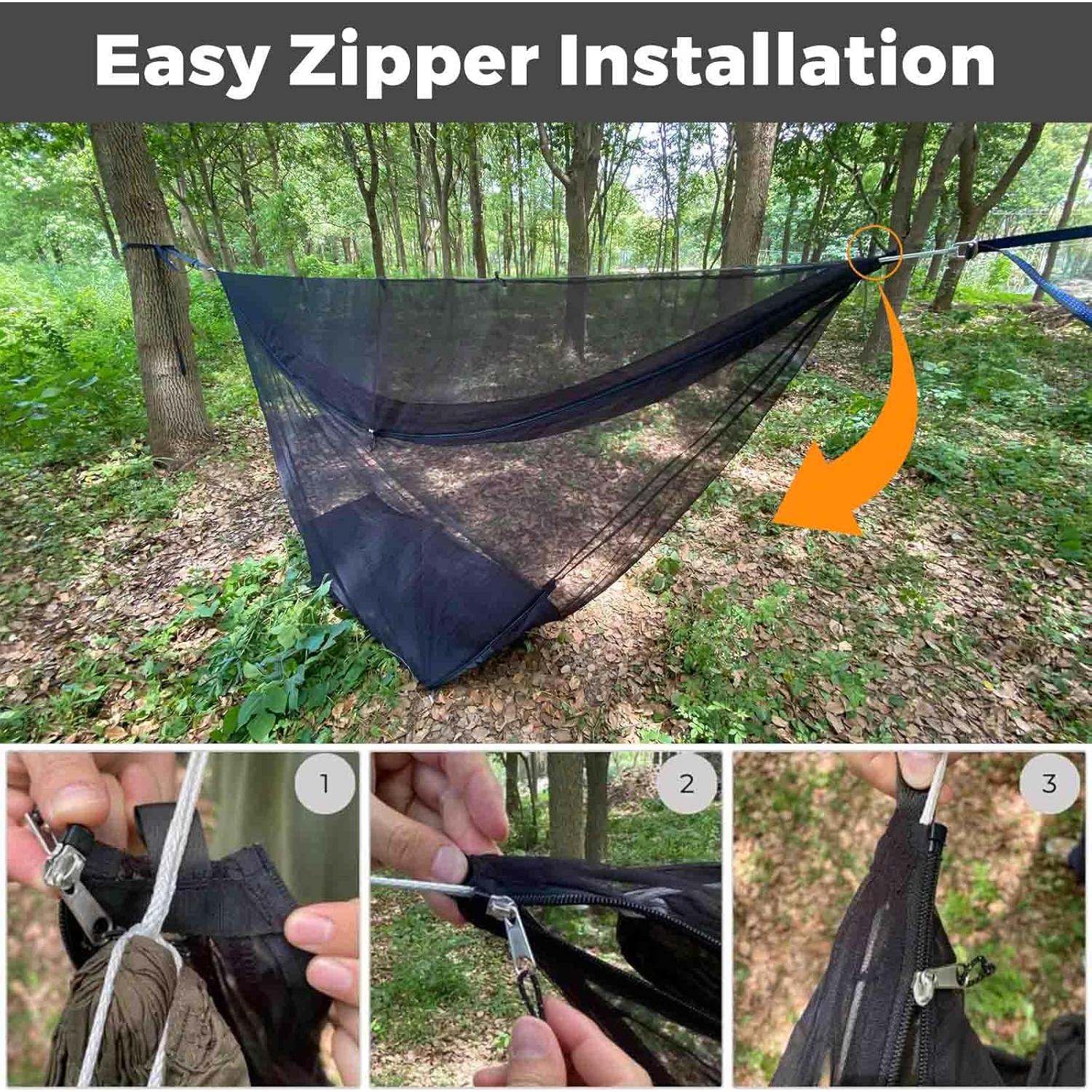 onewind Hammock Mosquito Net, Camping Hammock Bug Net with Zipper No See Um Mesh Lightweight Camping Bugnet with Floor for 11ft 12ft Hammock for Hiking Backpacking with Furry Friends