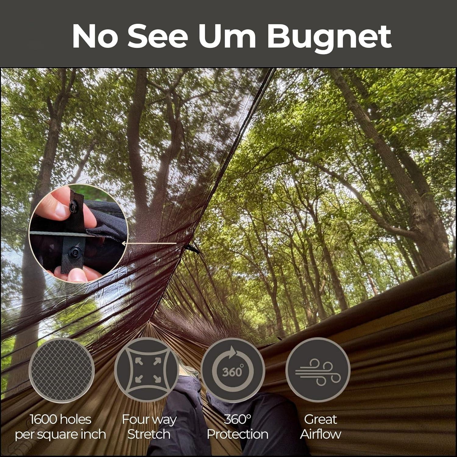 onewind Hammock Mosquito Net, Camping Hammock Bug Net with Zipper No See Um Mesh Lightweight Camping Bugnet with Floor for 11ft 12ft Hammock for Hiking Backpacking with Furry Friends