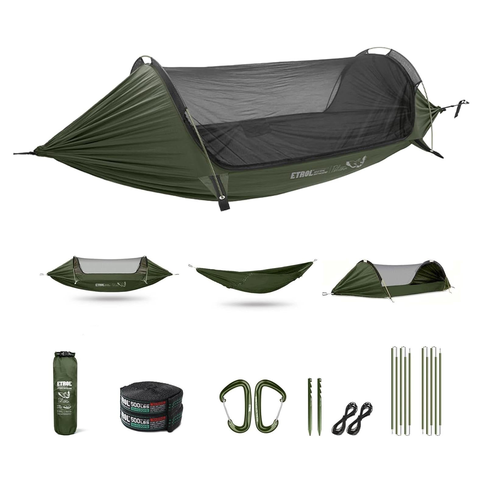 Hamaca de Camping ETROL con Red para Mosquitos 292x142cm