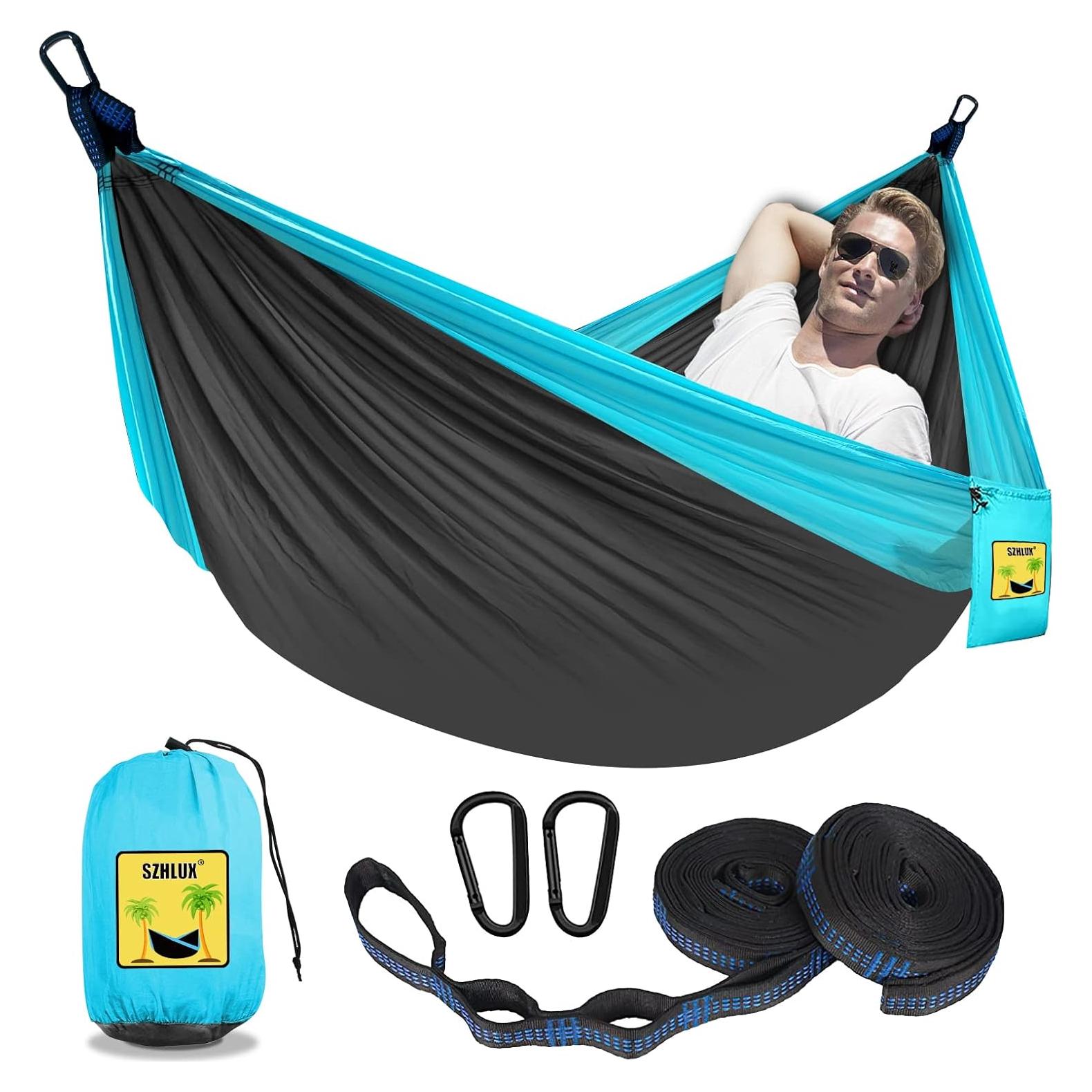 Camping Hammock Single Portable Hammocks with 2 Tree Straps and Attached Carry Bag