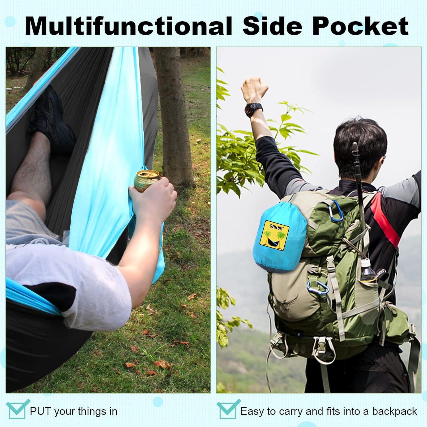 Camping Hammock Single Portable Hammocks with 2 Tree Straps and Attached Carry Bag
