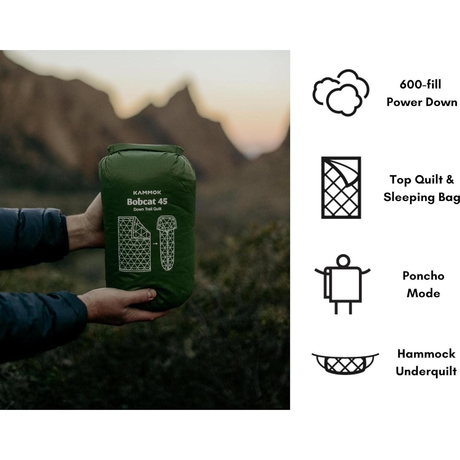 Edredón de Plumas KAMMOK Bobcat 7°C Compacto y Resistente