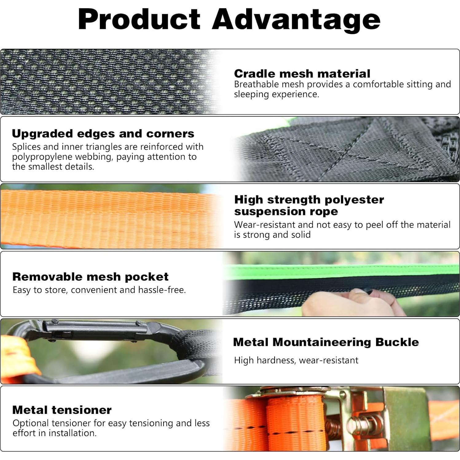 Hamaca Triangular 4m Genérico para Camping y Jardín, 363 kg