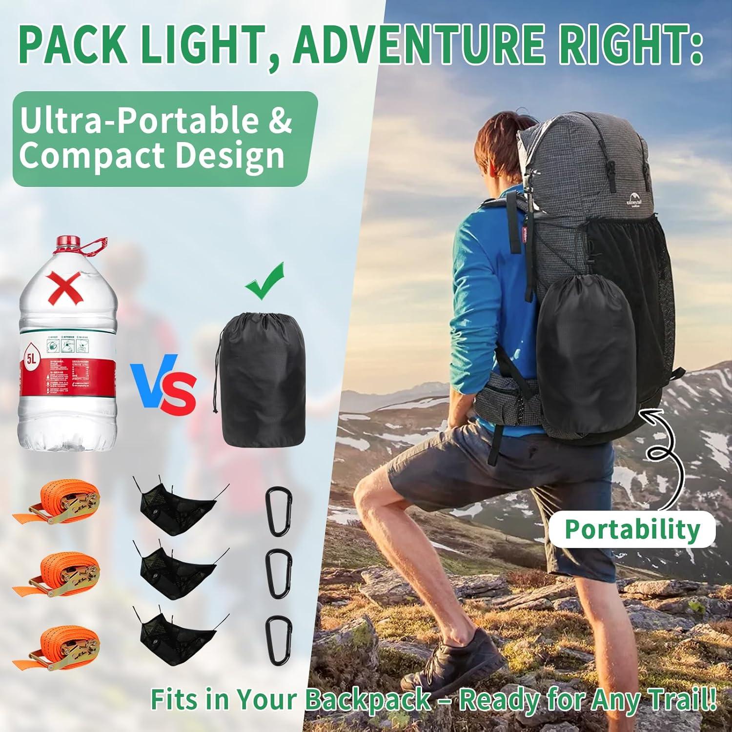 Triangle Camping Hammock, 13ft Multi Person Hammocks Max 1100 lbs for Outdoor Relaxing, Extra Large Hammock w/Ratchet/Webbing Straps (13ft-Triangle Camping Hammock)