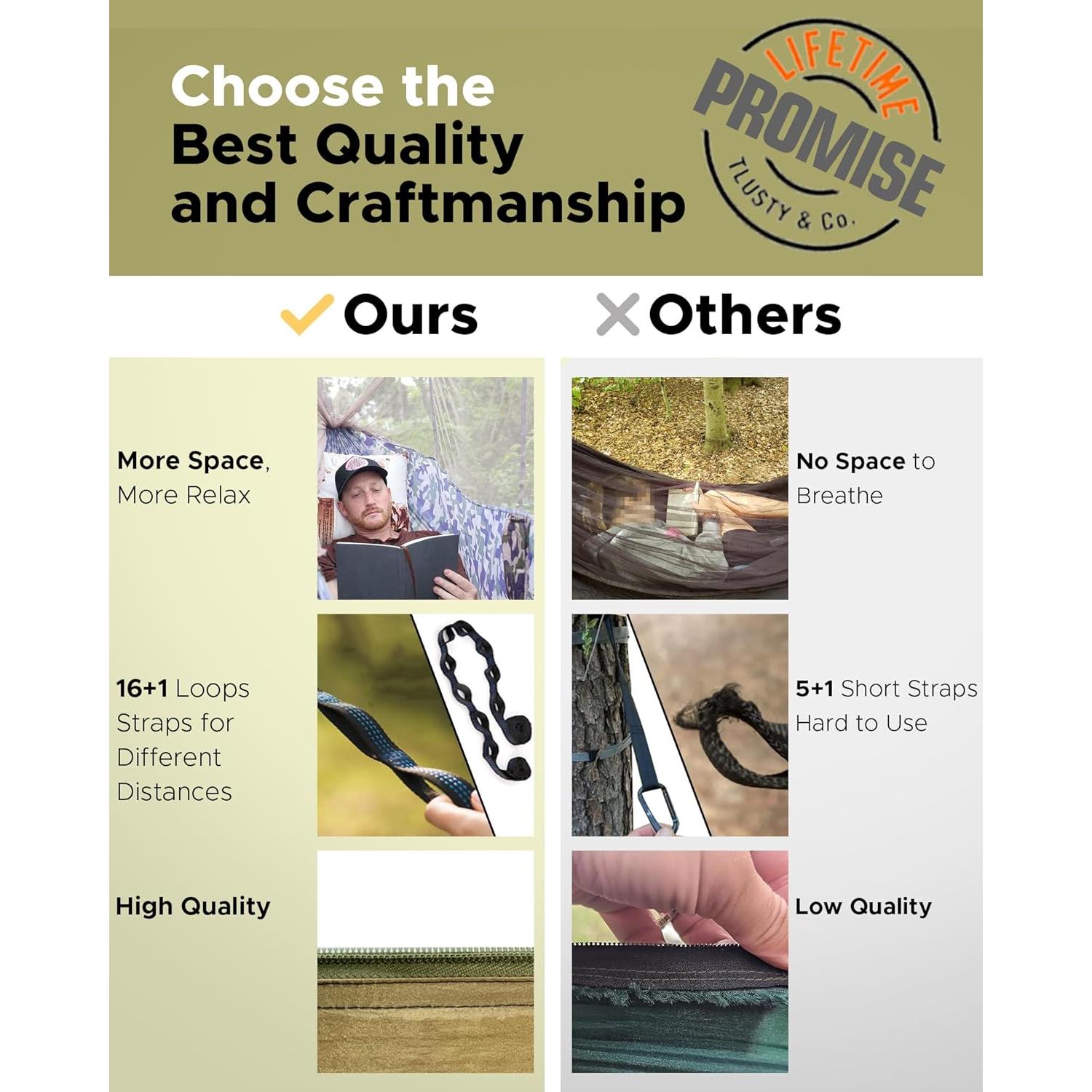 Hamaca de Camping Sunyear Individual y Doble con Red 3.05m