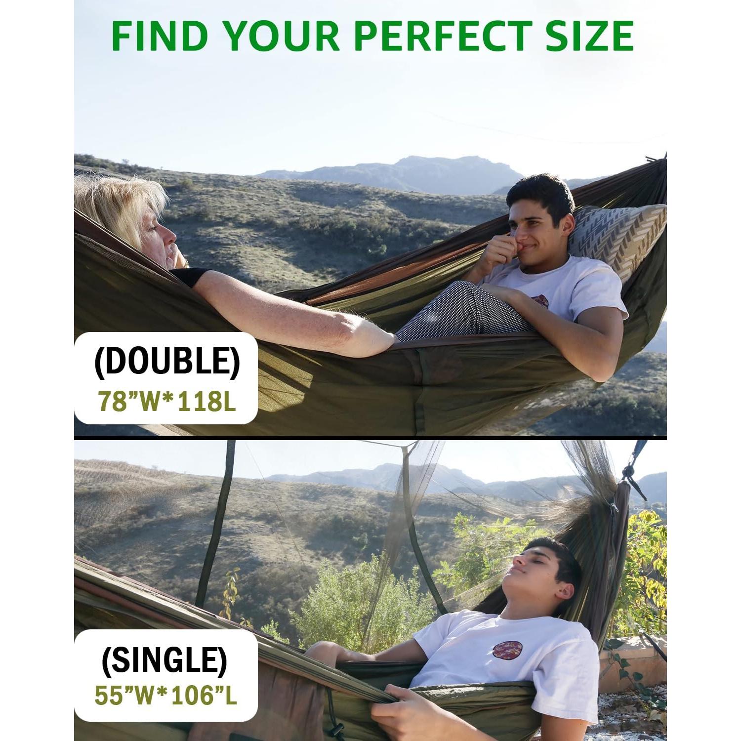 Hamaca de Camping Sunyear Individual y Doble con Red 3.05m