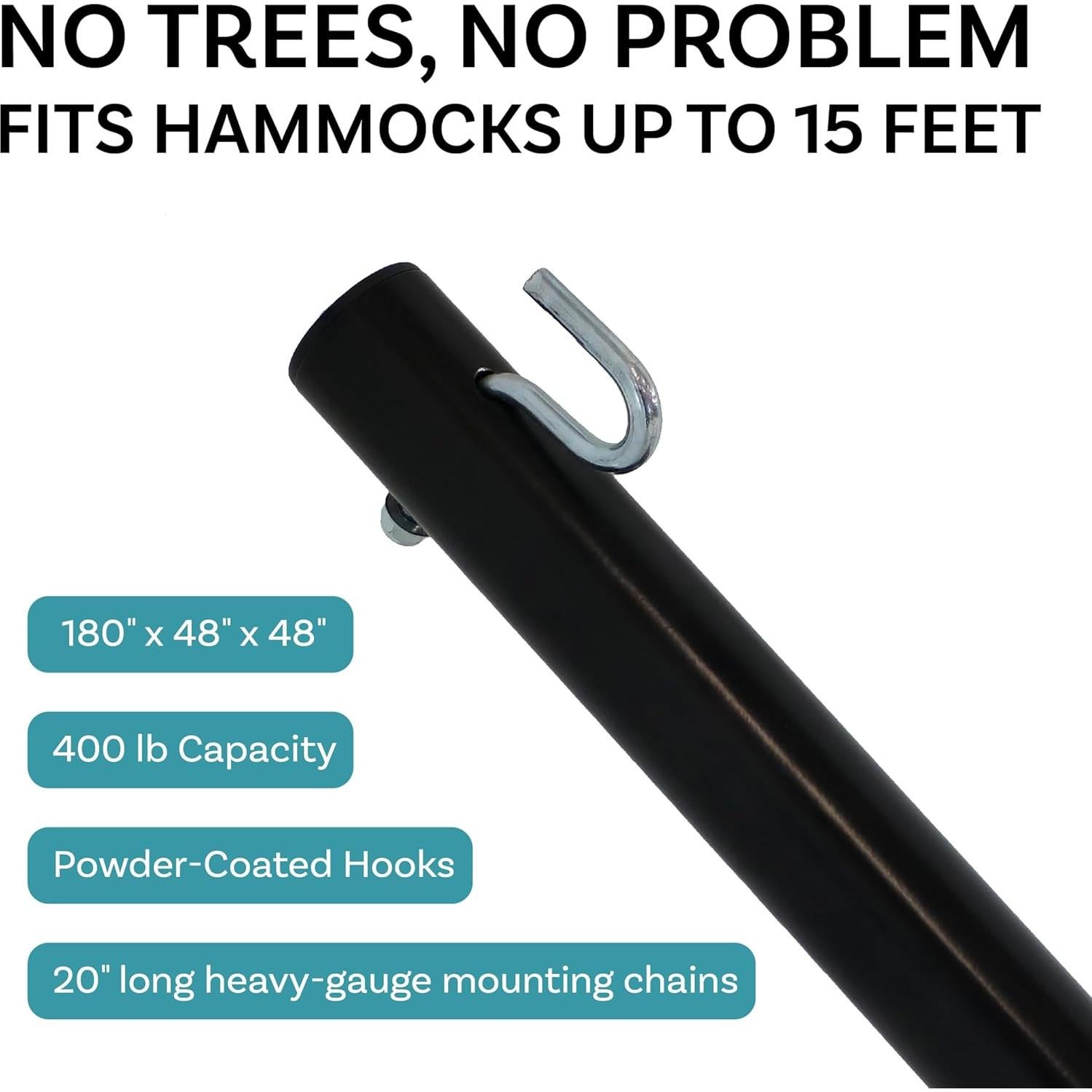 Soporte de Hamaca de Acero Sunnydaze 4.57m Negro 181kg