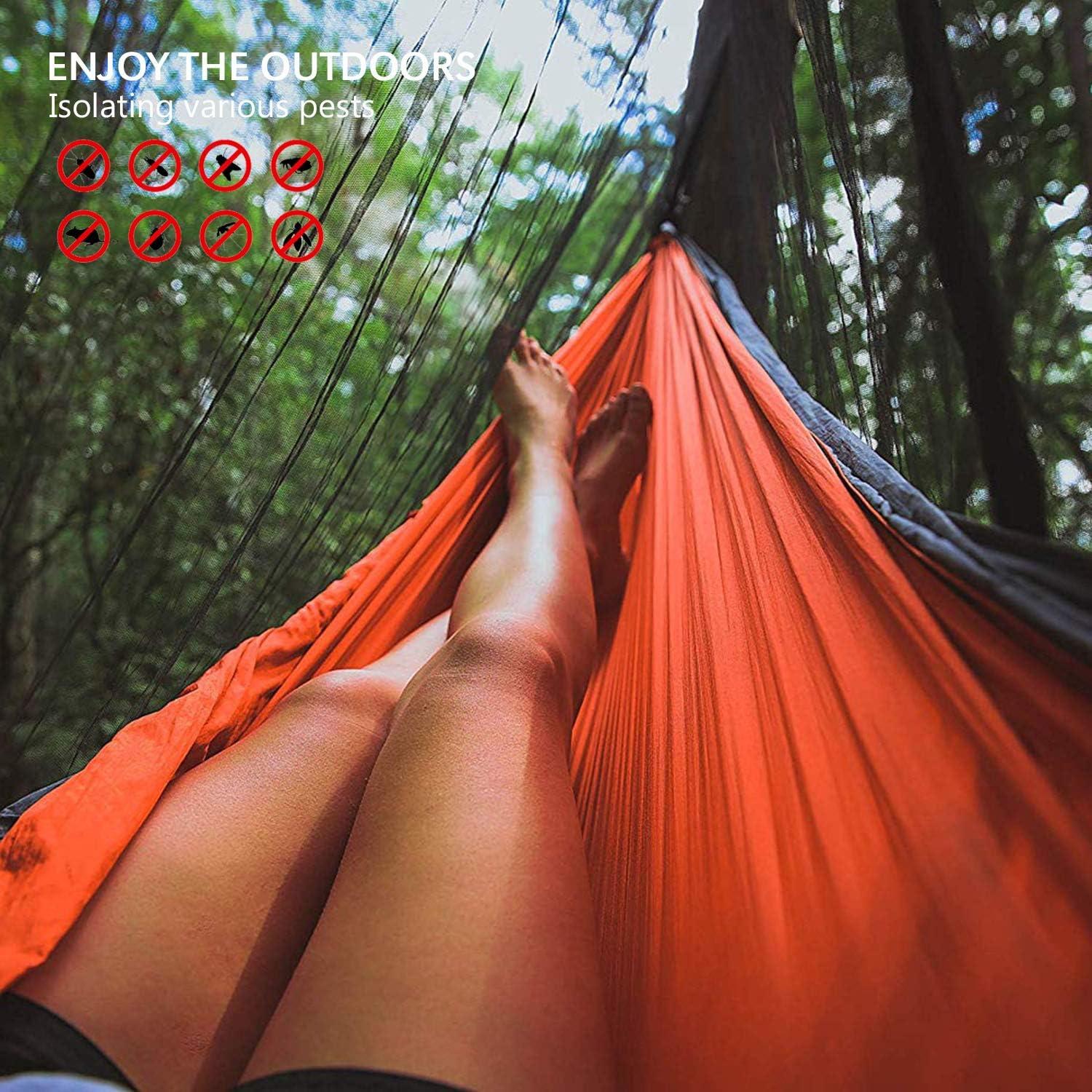 TOBWOLF Camping Hammock Net, Lightweight Outdoor Mosquito Net, 360 Degree Protection Polyester Netting with Dual Sided Zipper & Rope & Storage Bag (Not Include Hammock)
