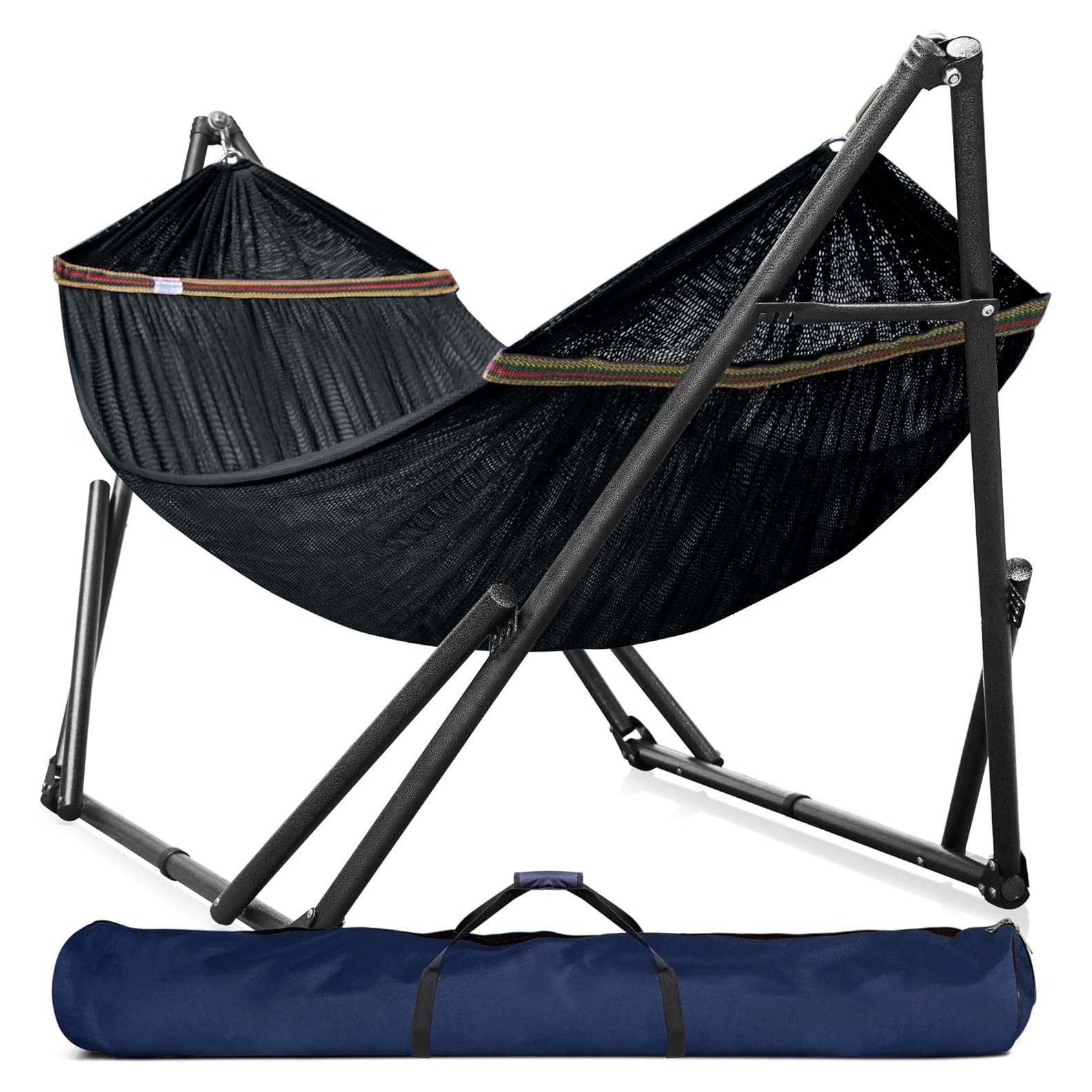 Soporte de Hamaca Tranquillo Plegable 272 kg Negro 2 Personas