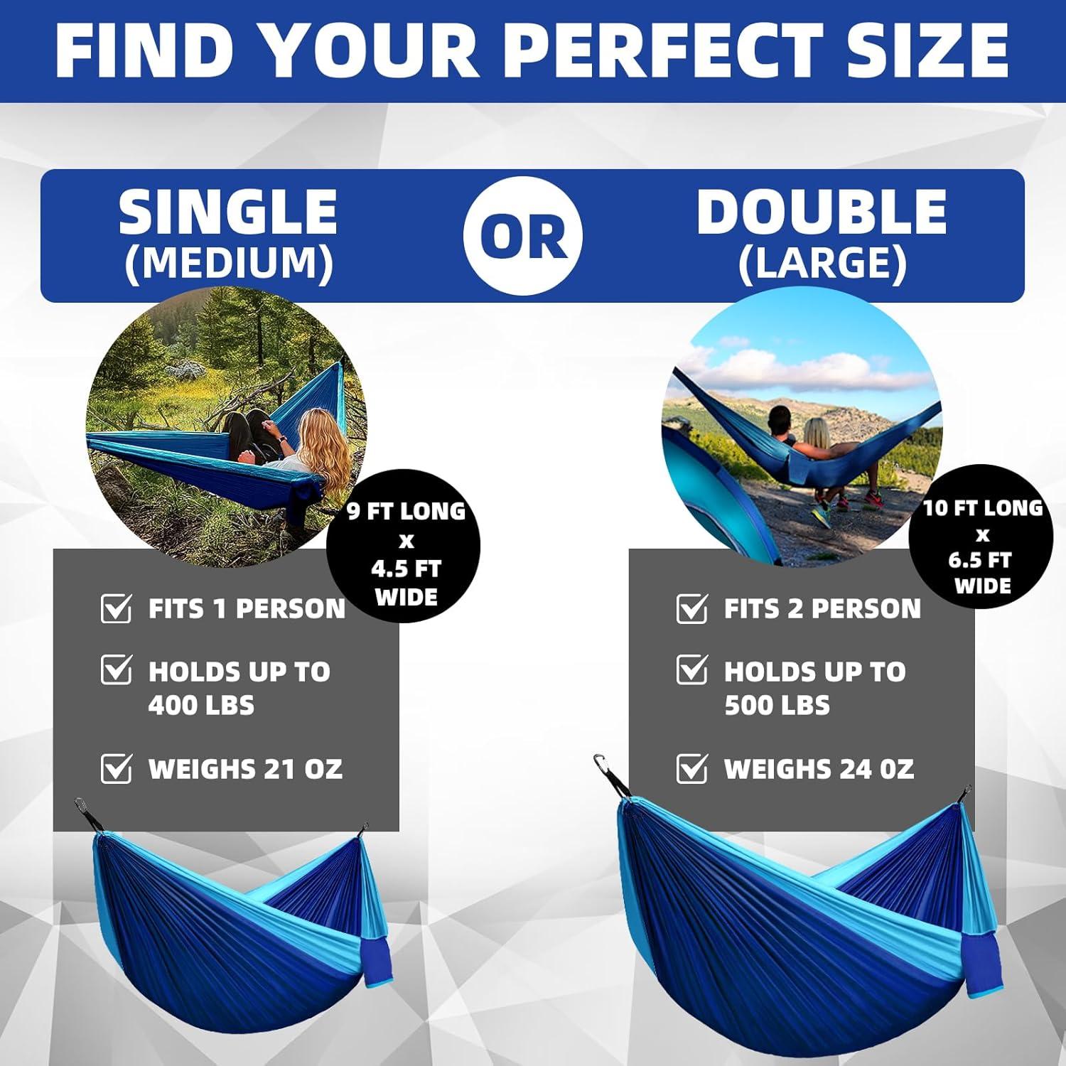 Hamaca de Camping HAZBEN Mediana Marino y Azul Claro 274 cm