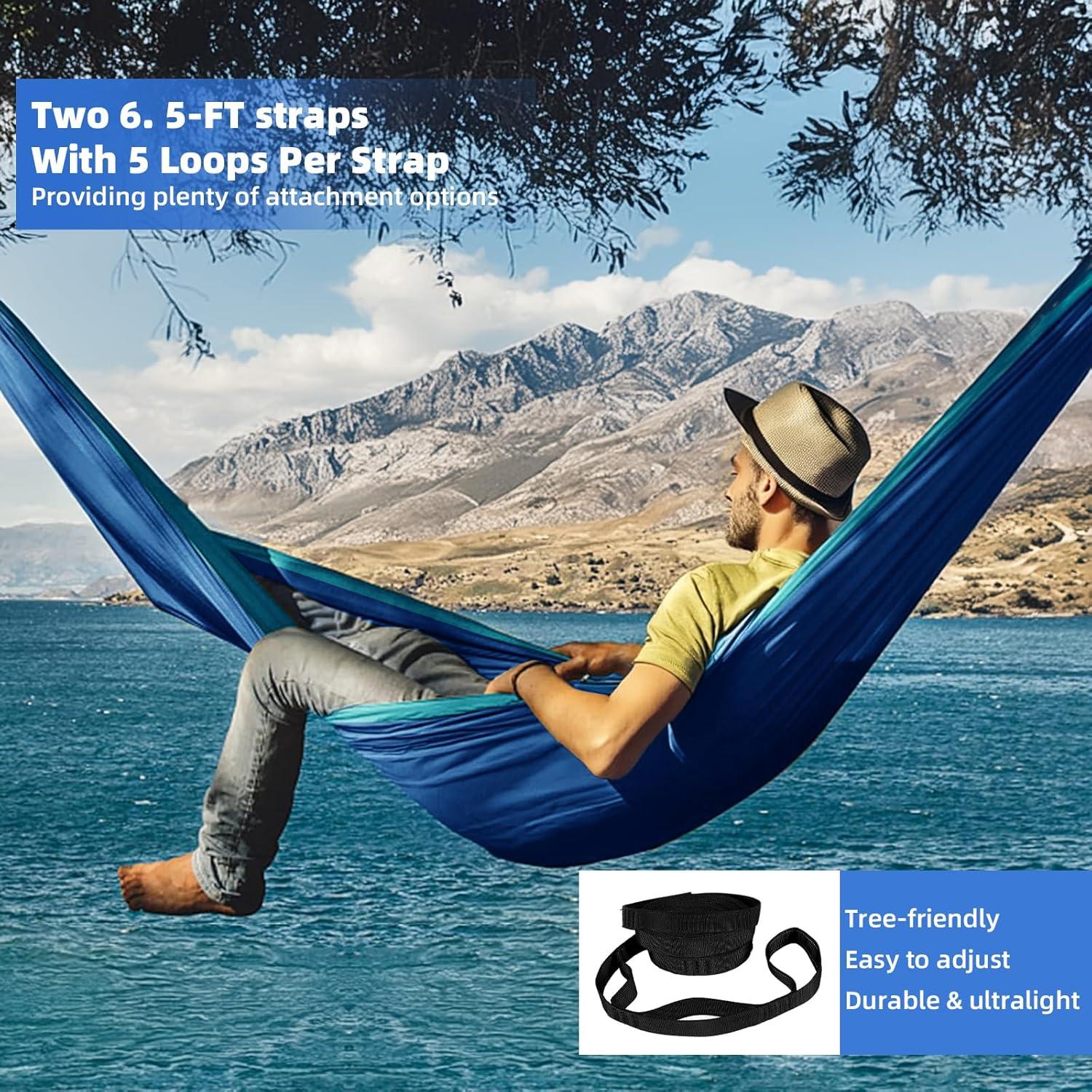 Hamaca de Camping HAZBEN Mediana Marino y Azul Claro 274 cm