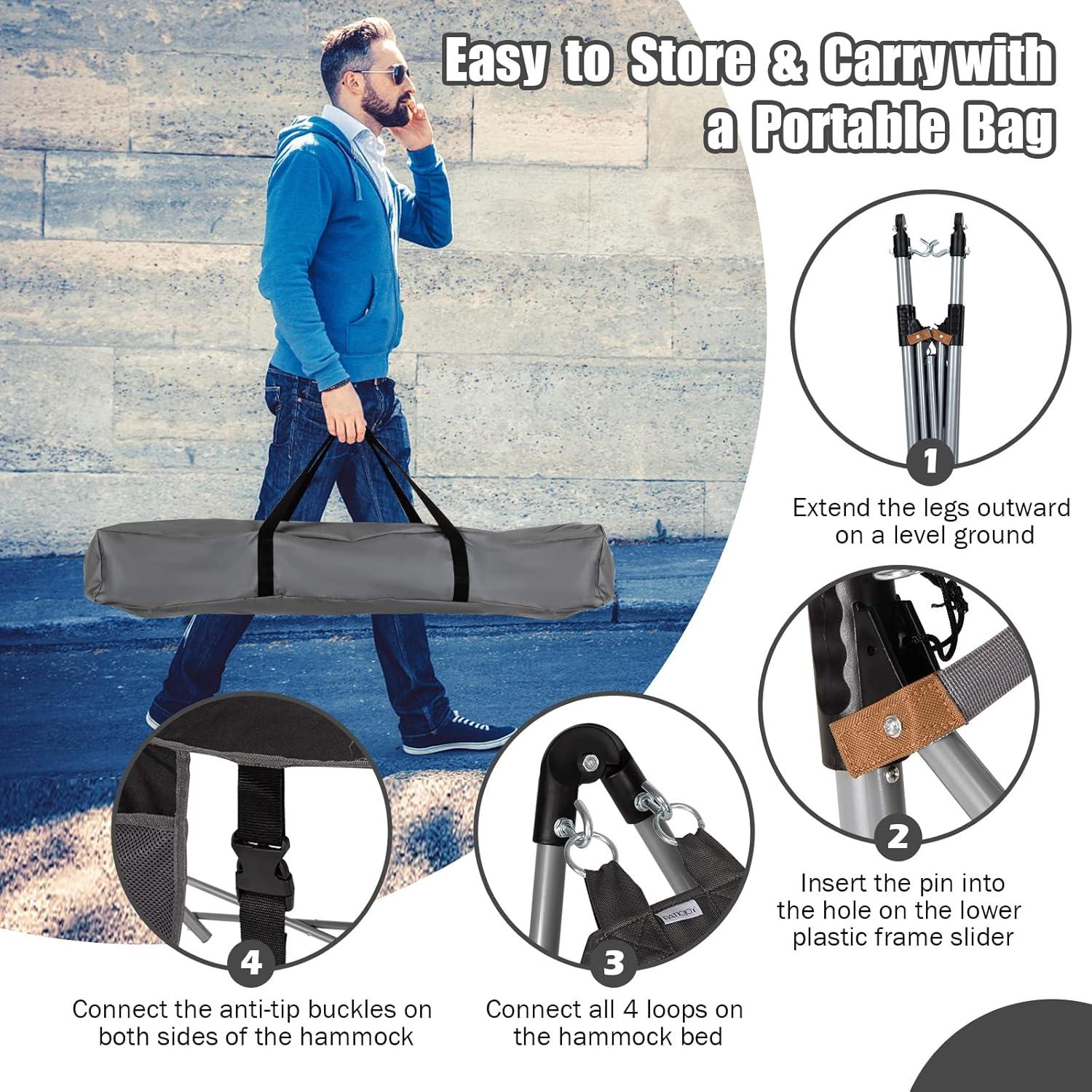 Hamaca Plegable Portátil Giantex con Soporte de Hierro 150kg