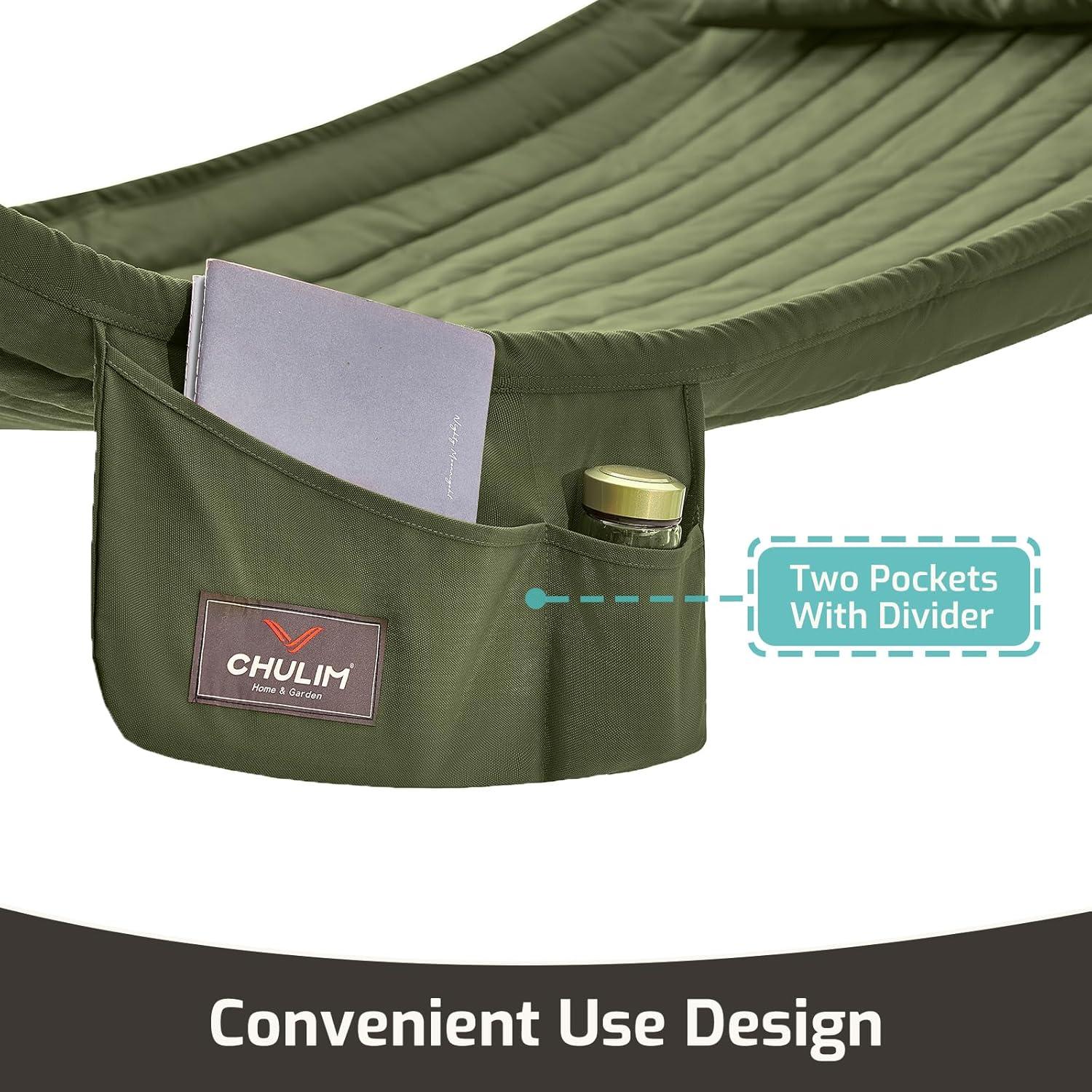 Hamaca Acolchada CHULIM Verde 2 Personas 204 kg Patio Jardín